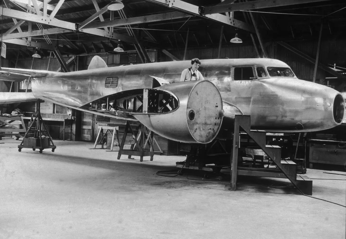 The Lockheed Electra plane under construction in 1936, later this year a team will try to find it (New York Times Co./Getty Images)