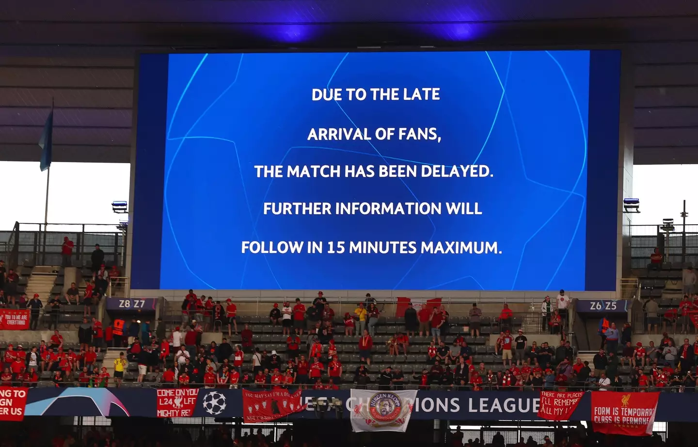 Kick off was delayed but went ahead just after 8.30pm BST.