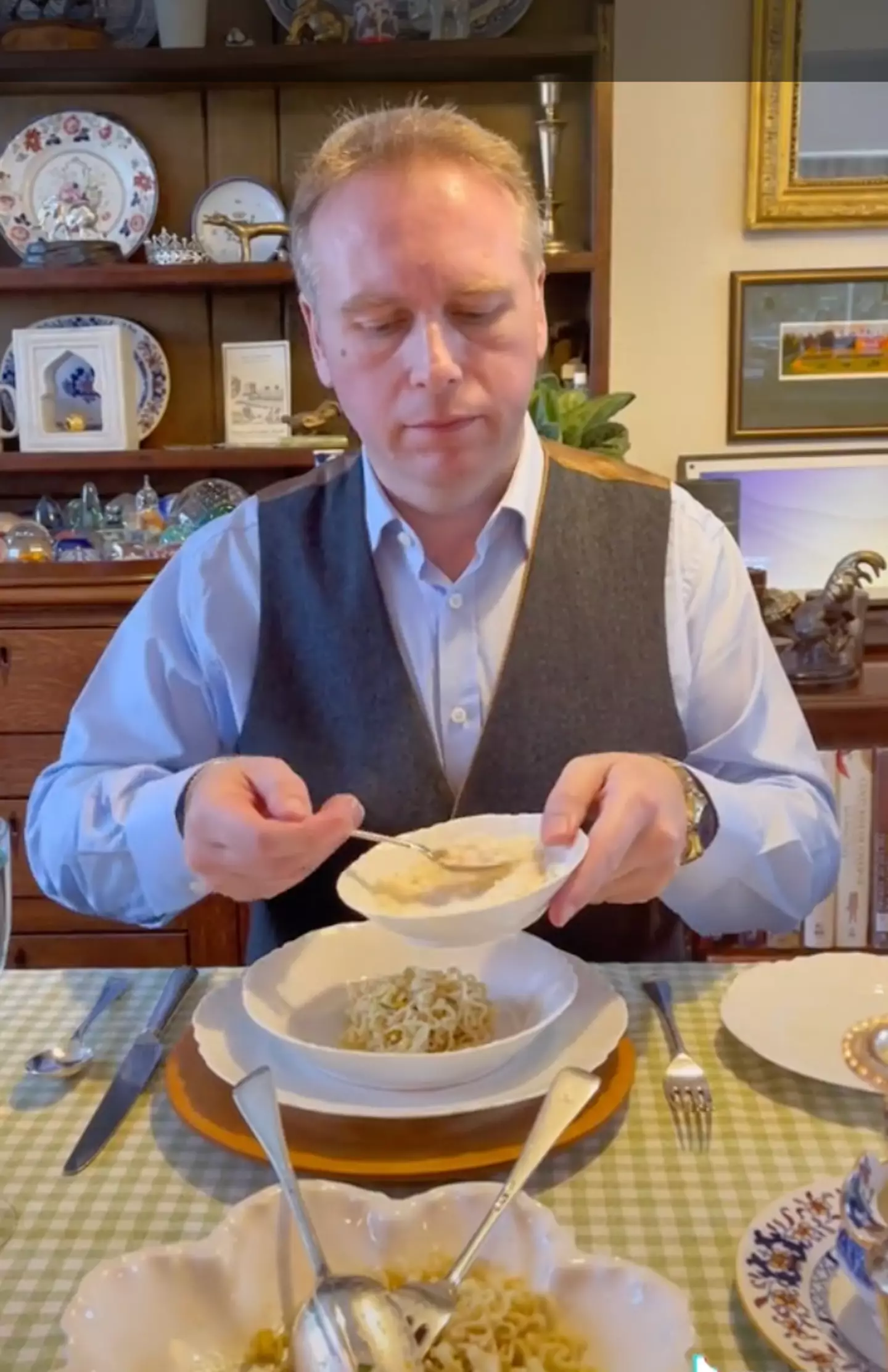 Harrold also added parmesan to his noodles.