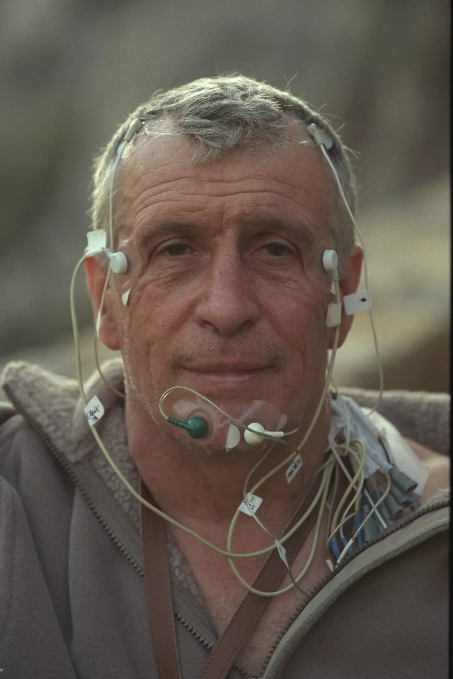 On subsequent experiments. the scientist was fitted with electrodes to monitor his vitals, but during one experiment he tore them off and nearly quit (Patrick Durand/Sygma via Getty Images)