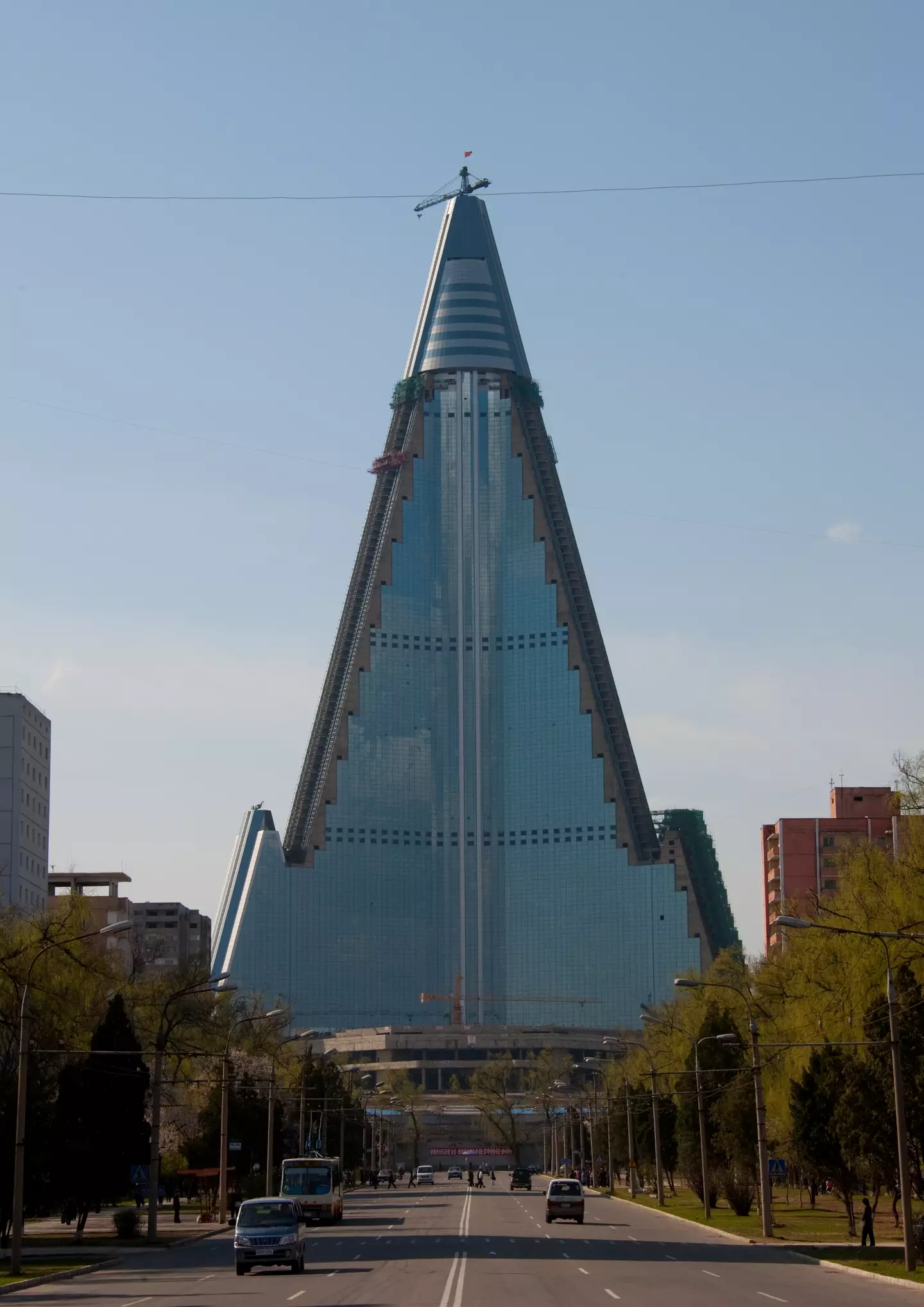 The Ryugyong Hotel in Pyongyang.