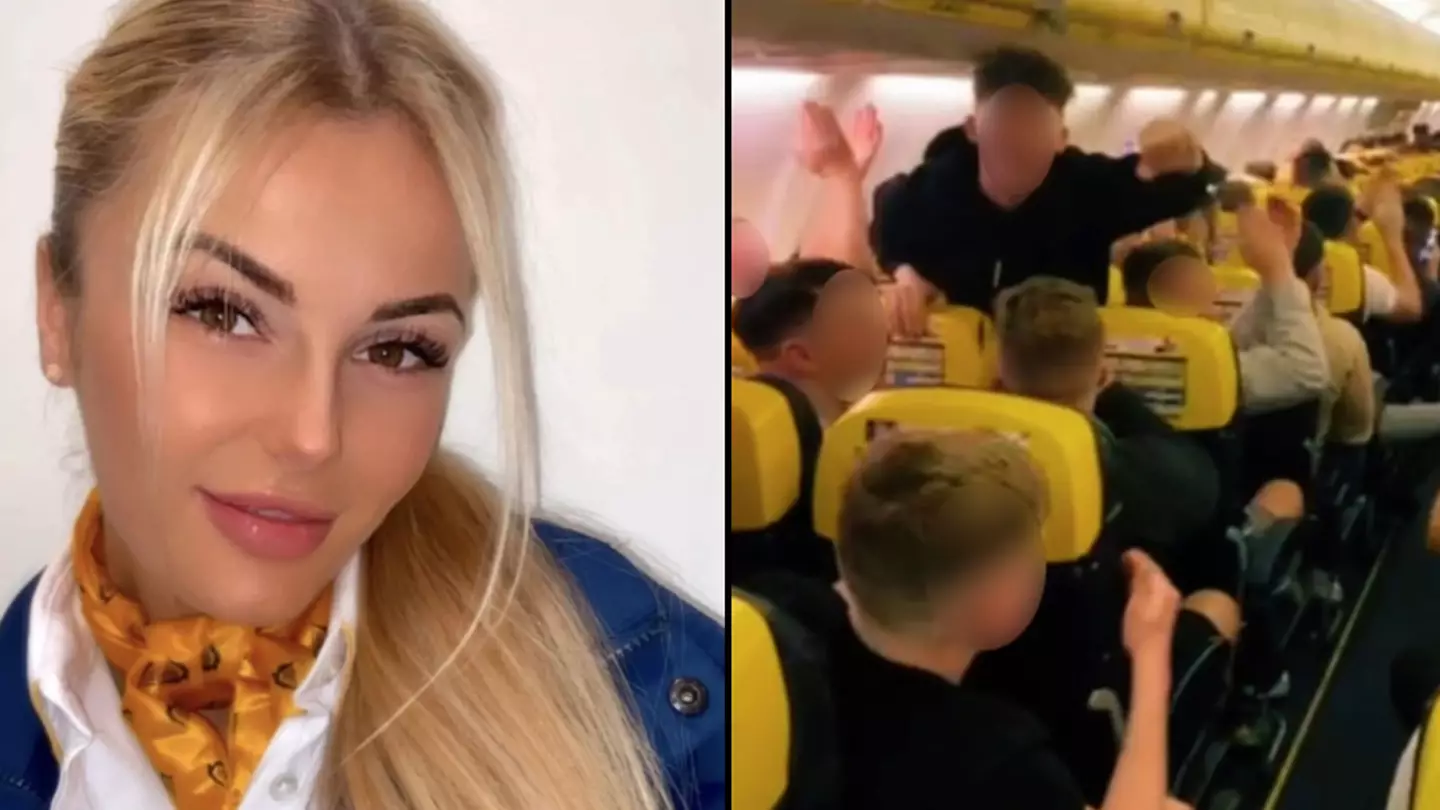 'Drunk' Man United fans chant for Ryanair worker to 'get her t**s out' on flight to Barcelona