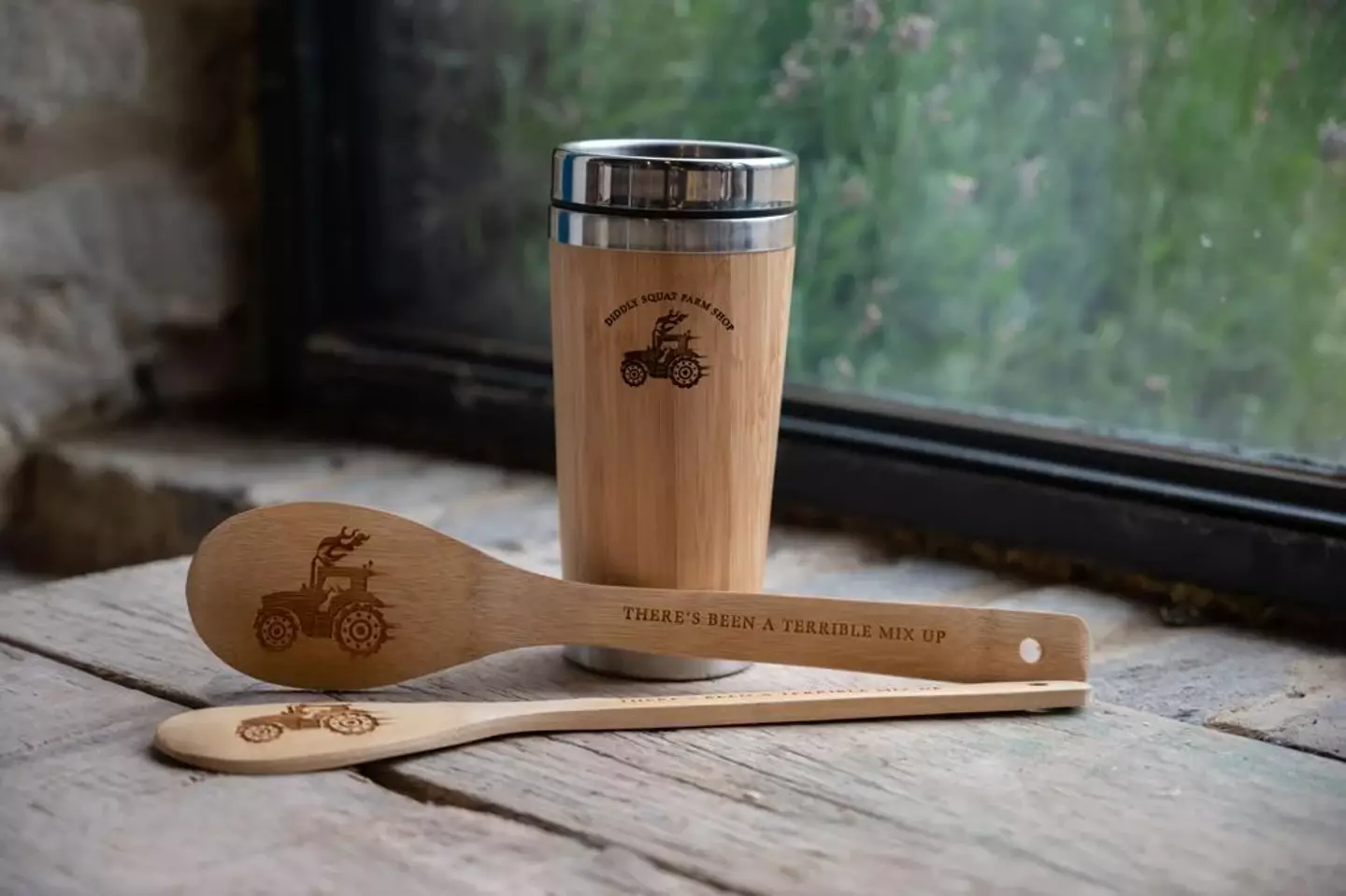 The travel mug and wooden spoon set. Quite nice really.