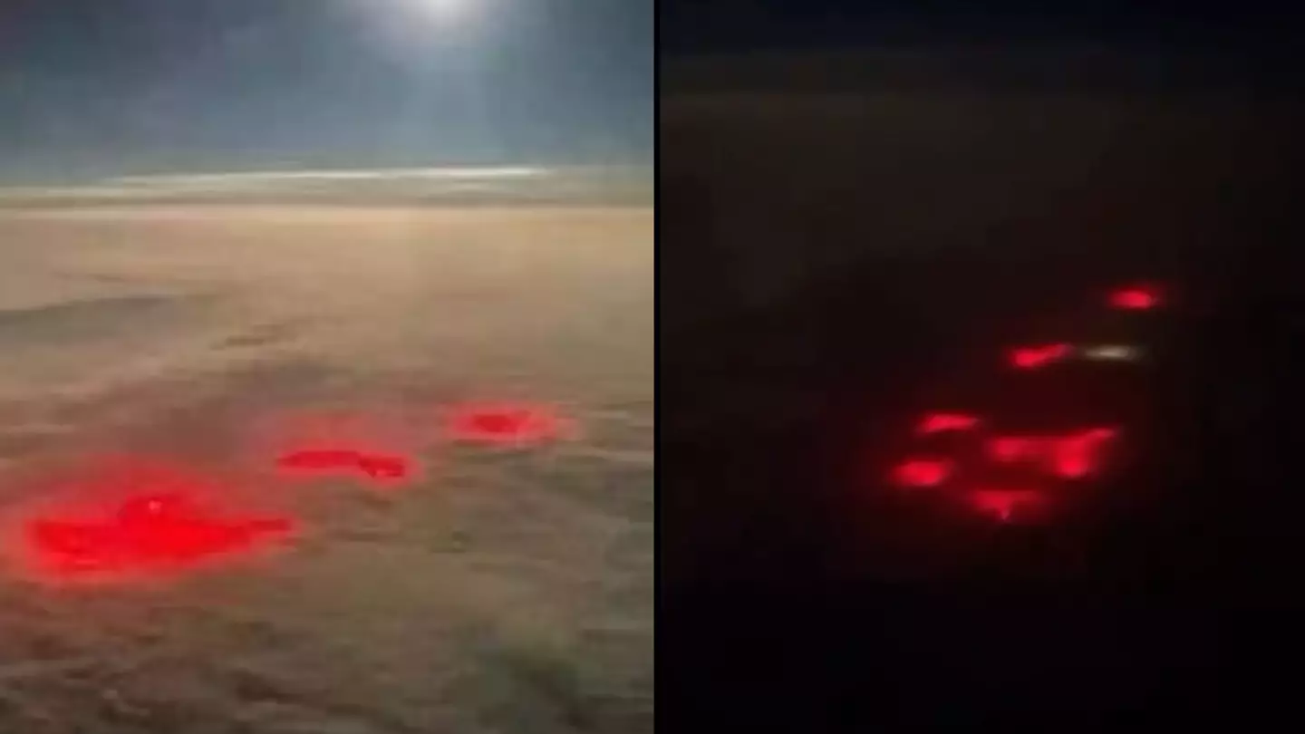 Pilot spots mysterious red glowing in clouds over Atlantic Ocean