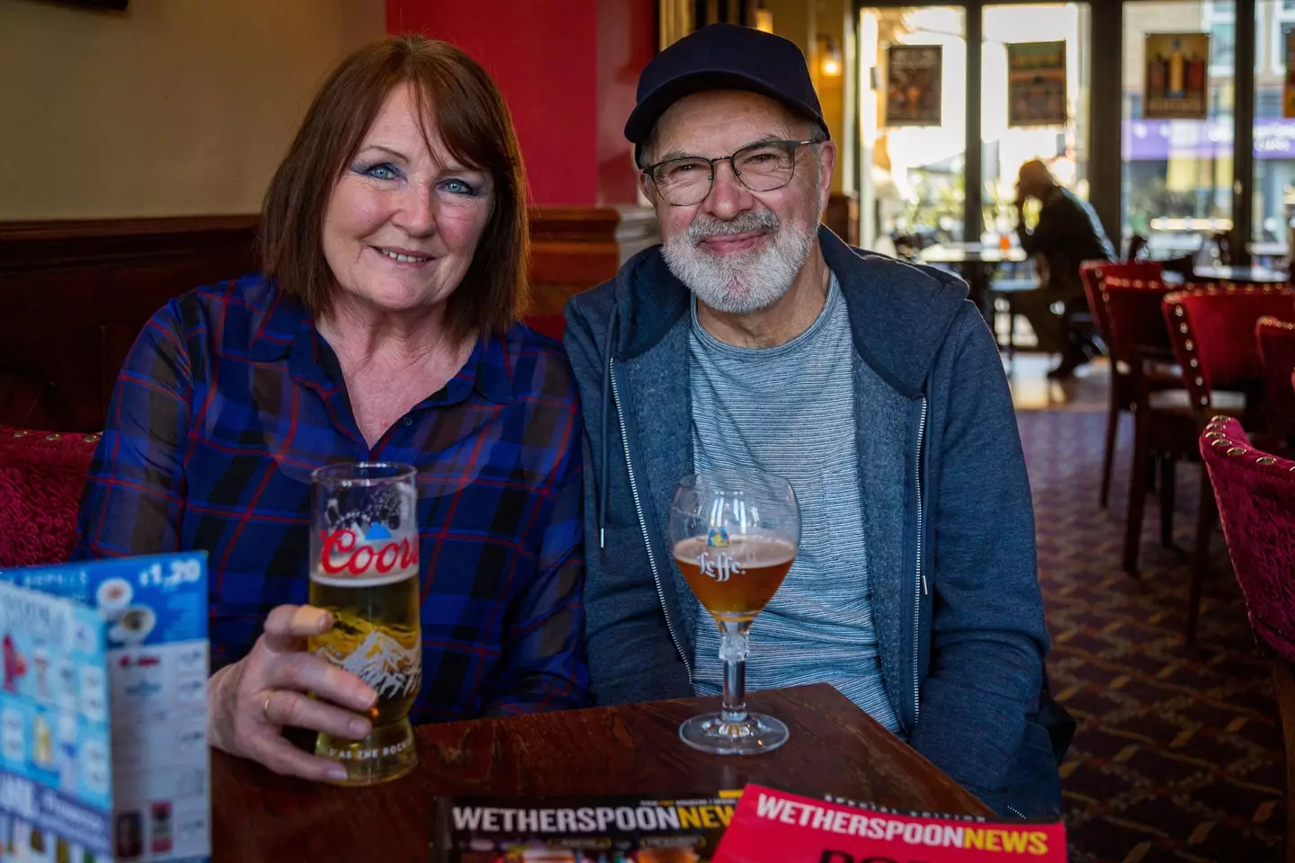 The couple like to knock back a pint and enjoy a halloumi wrap at the pubs (SWNS)