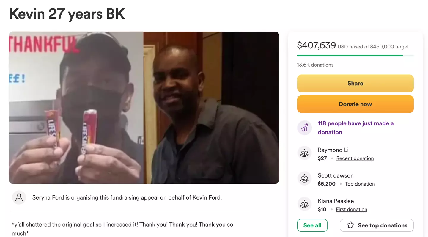 After his daughter set up a GoFundMe, the donations began to flood in for Kevin.