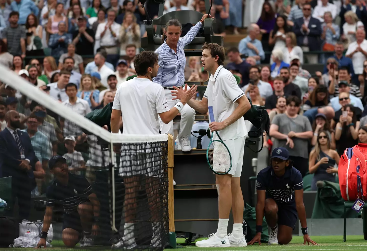Cameron Norrie and Nicolas Jarry share a few words after their match (Ezra Shaw/Getty Images)