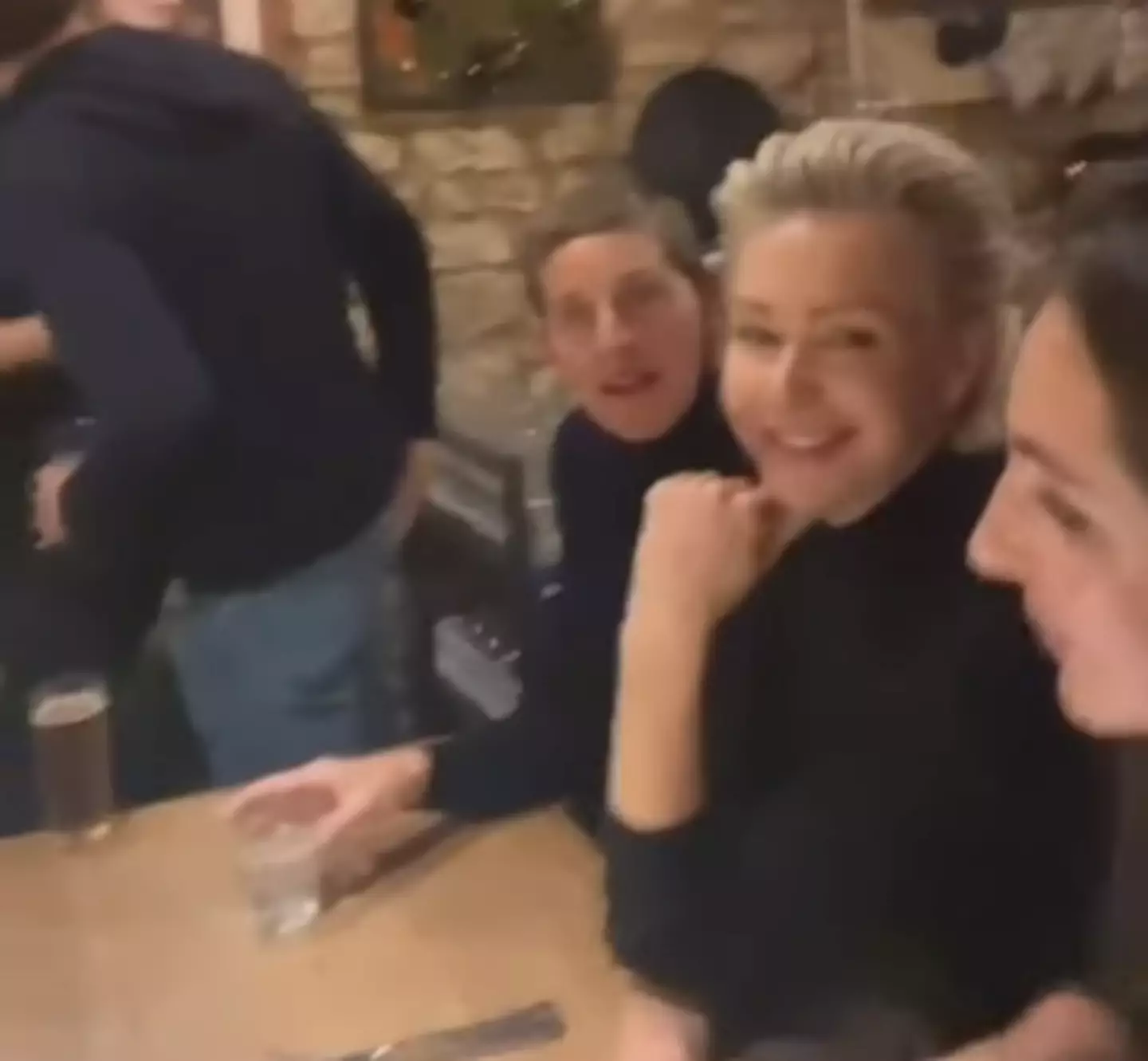 Ellen DeGeneres and Portia de Rossi enjoying a drink in Clarkson's pub, The Farmer's Dog (Instagram/@thefarmersdogpub)