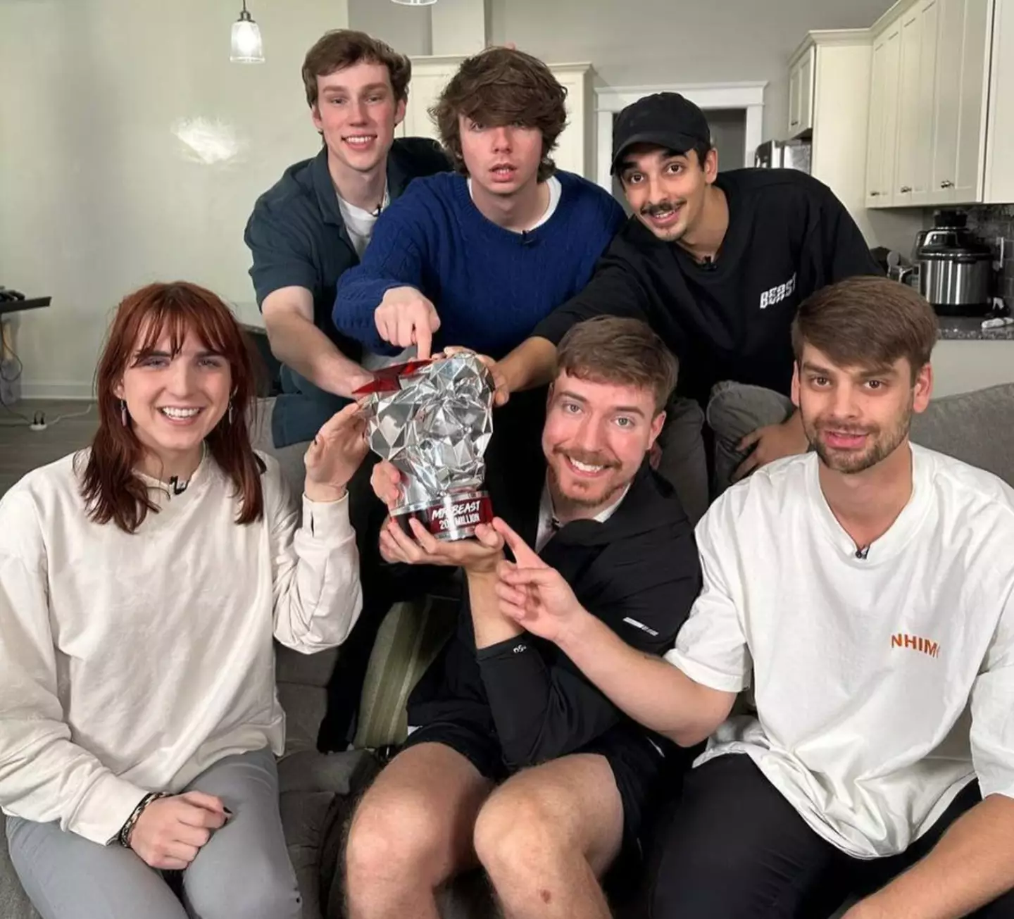 Mr Beast (bottom row, centre) announced he will not be working with Ava Kris Tyson (bottom row, left) after allegations that she had groomed a minor. (Instagram/@MrBeast)