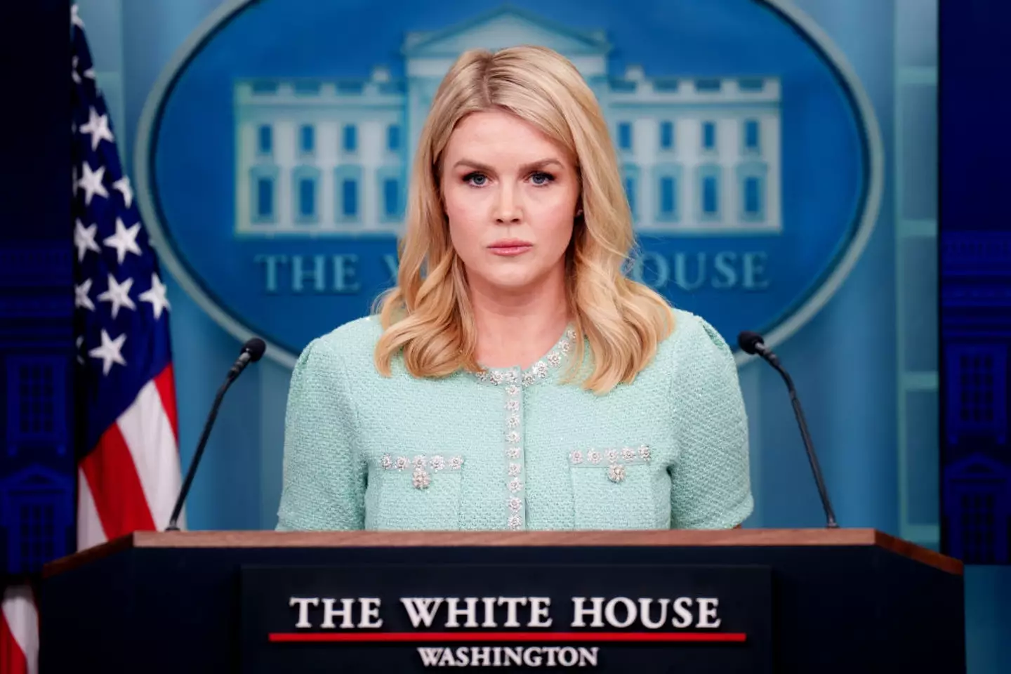 Karoline Leavitt has defended the US President (Andrew Harnik/Getty Images)