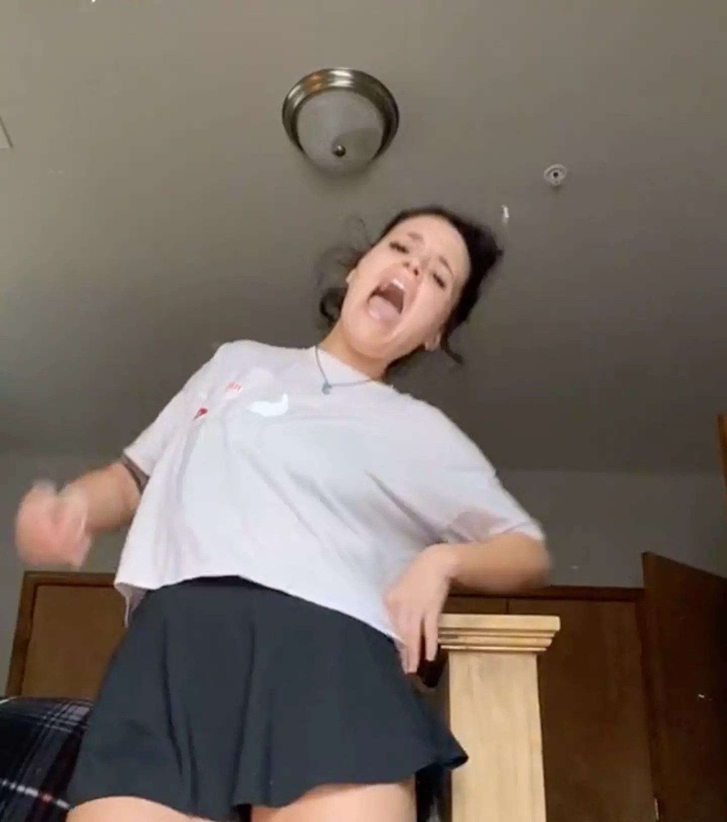 Katy Lorrell has gone viral on TikTok for hitting her back on her bedpost.