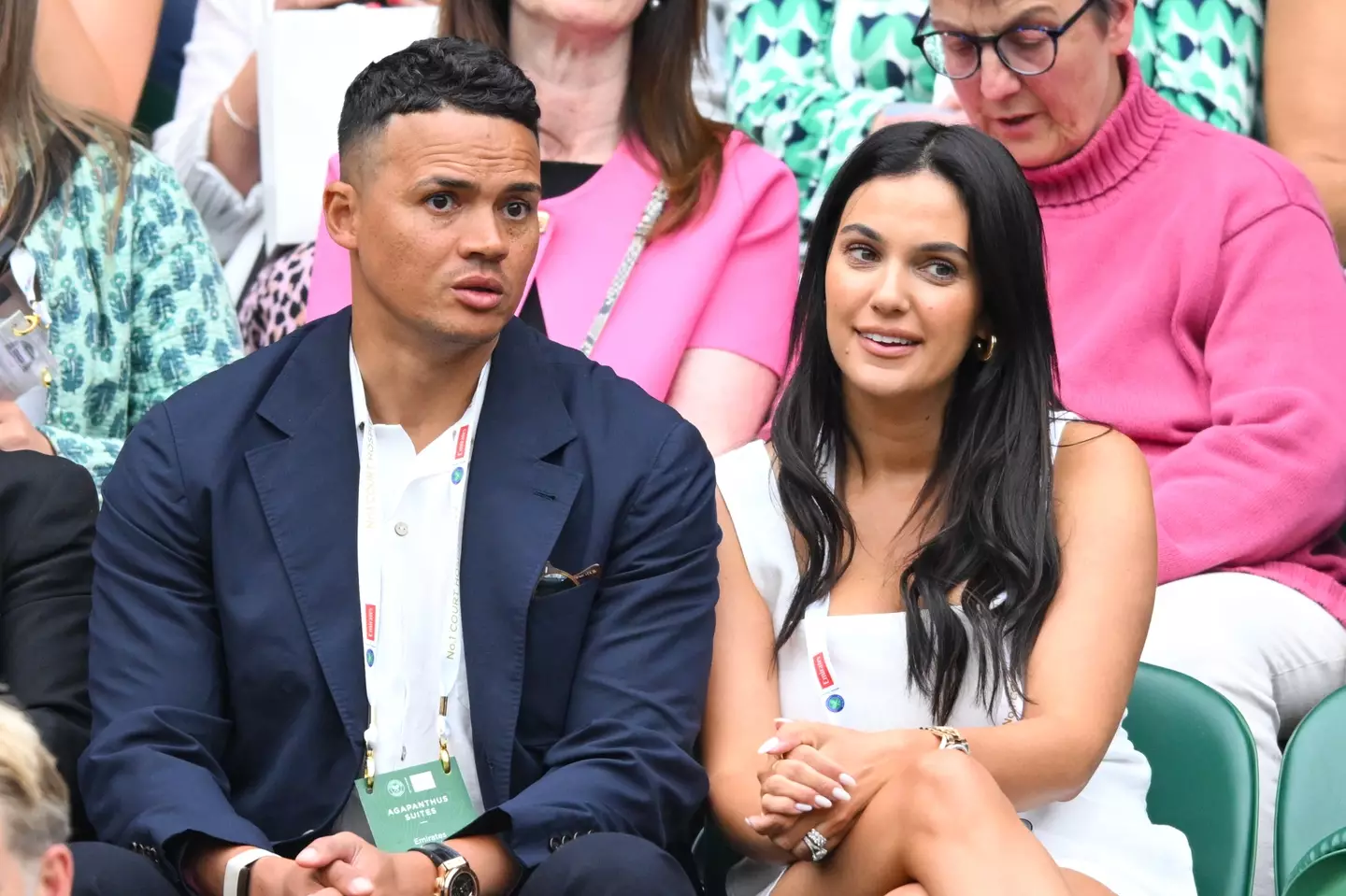Jermaine Jenas and wife Ellie Penfold at Wimbledon last month. (Karwai Tang/WireImage/Getty)