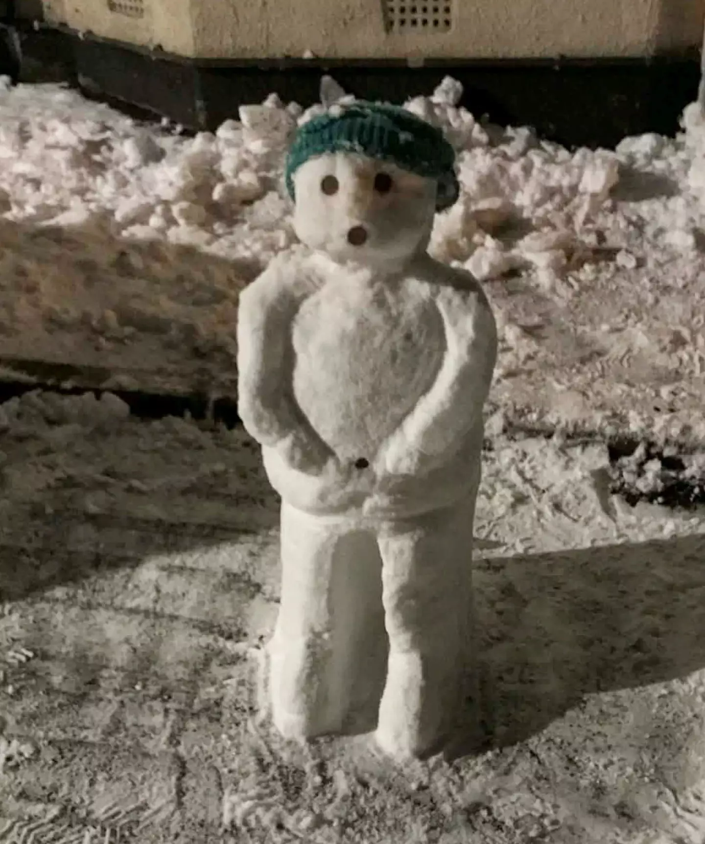 His dad Steve built him a replacement 'snow child' and set up a camera to spot anyone who'd topple it (Steve Curtis / SWNS)