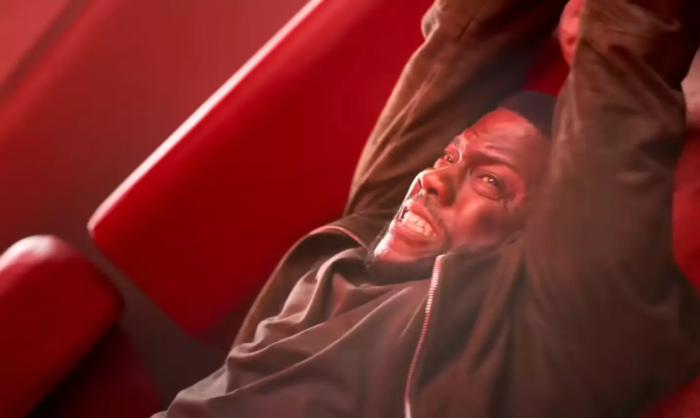 Kevin Hart in a bit of a pickle in Netflix's new action film, Lift.