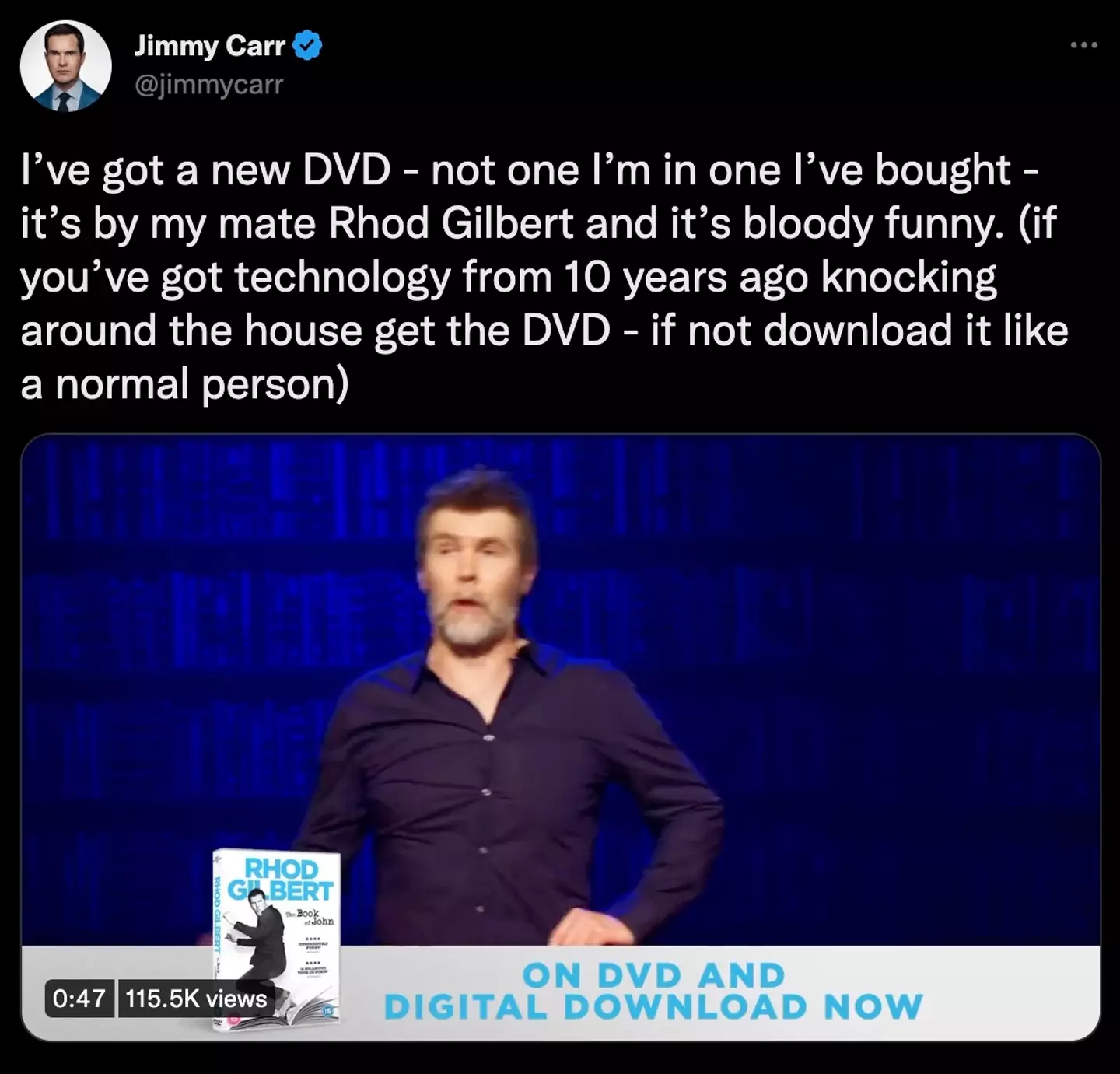 Jimmy Carr has offered his support to Rhod Gilbert.