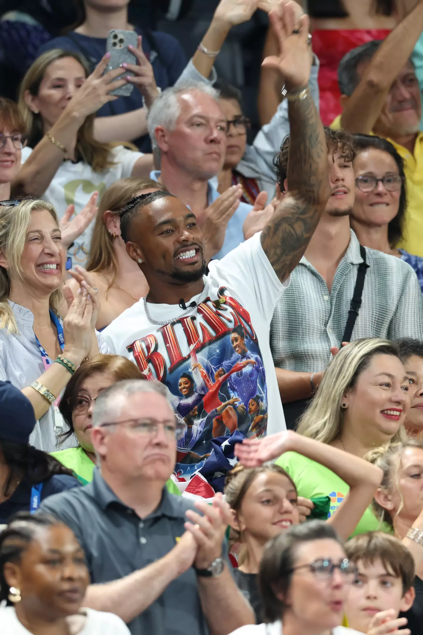 Owens cheering on his Mrs (Pascal Le Segretain/Getty Images)