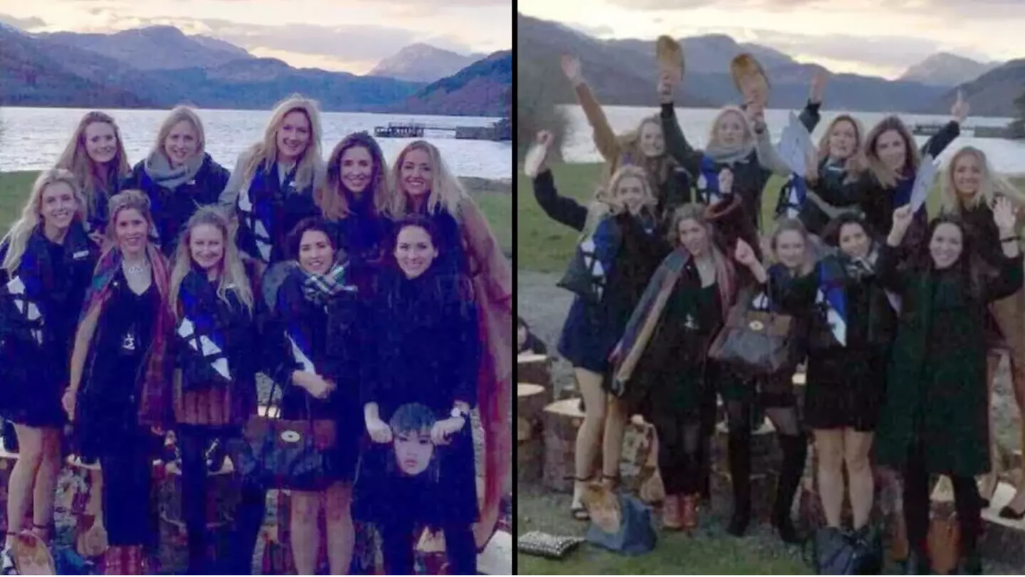 Women on hen do notice chilling detail in shot after taking photos seconds apart