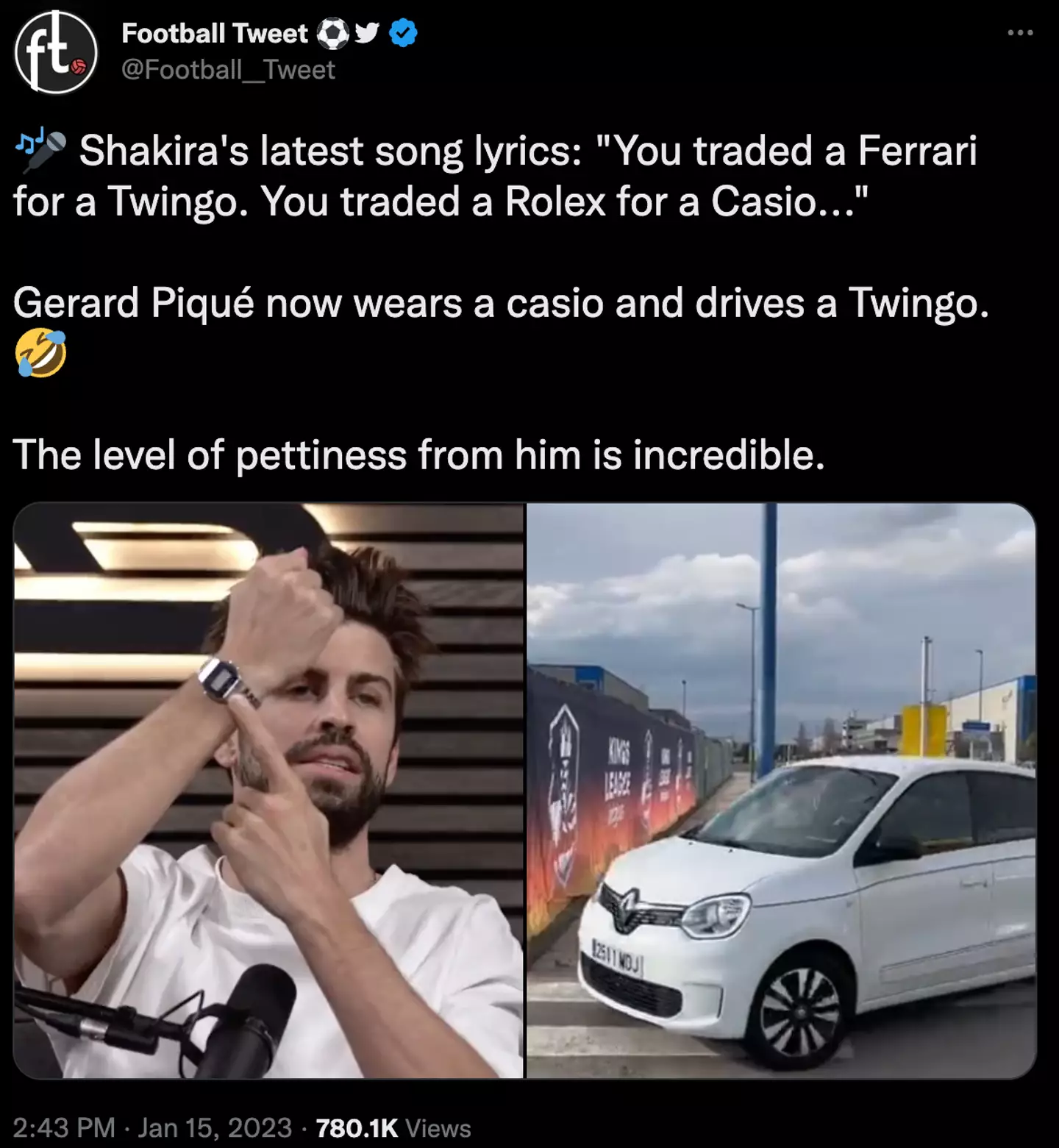 Football Tweet called Gerard Piqué's 'level of pettiness' 'incredible'.