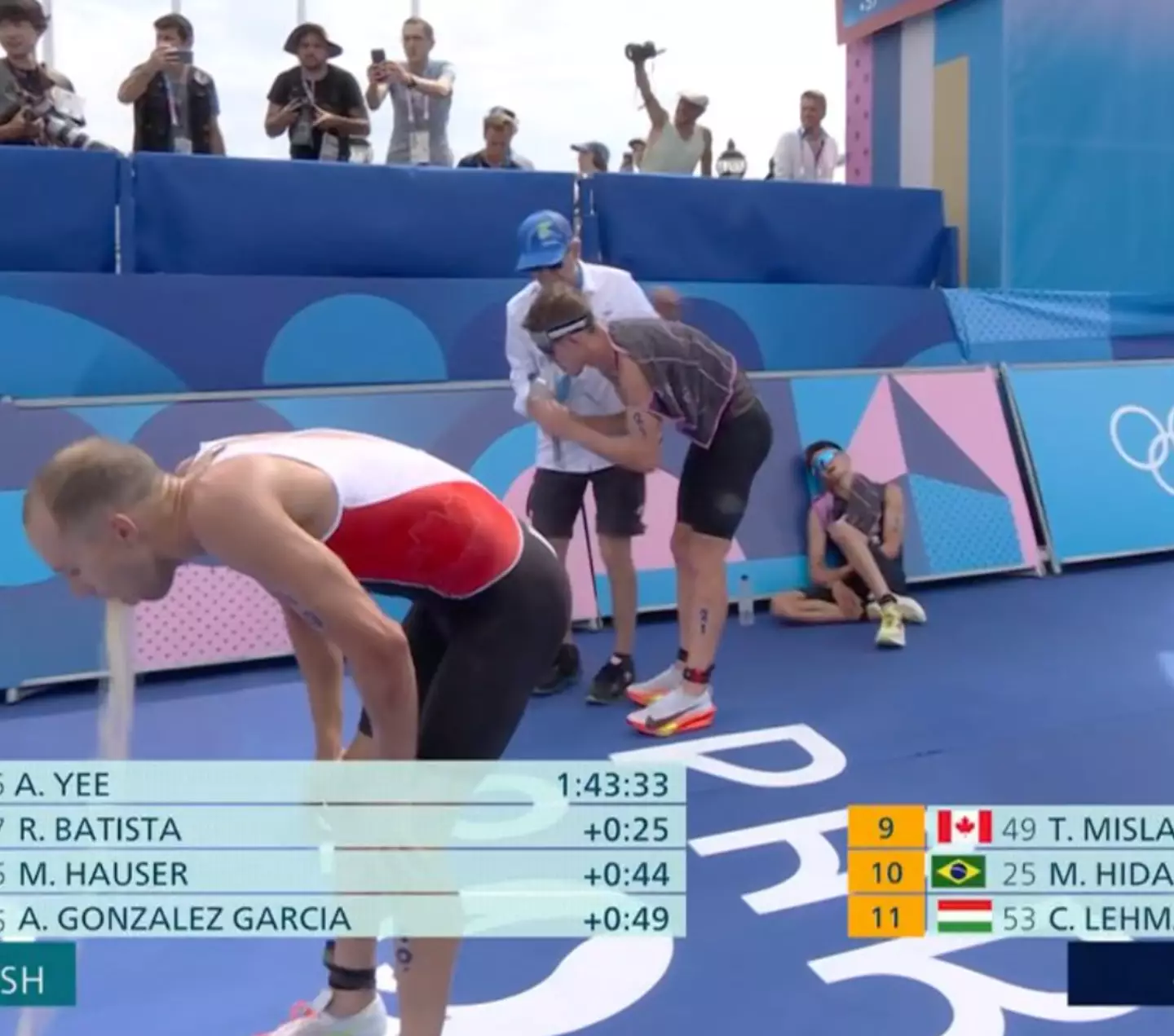 Tyler Mislawchuk doesn't think the Seine is the reason he was sick, instead saying the heat was the reason he threw up 10 times. (BBC)