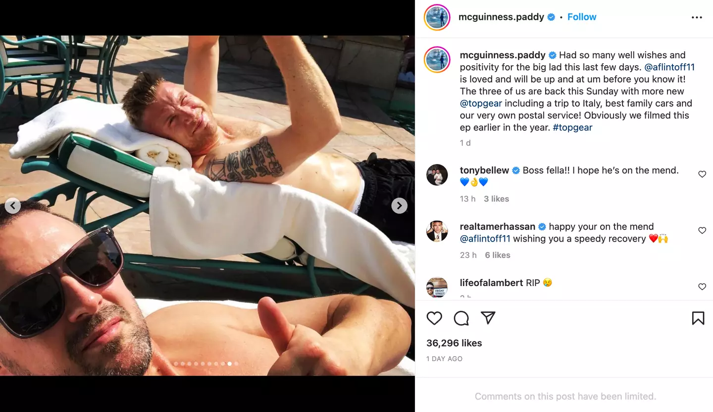 McGuinness shared an update on Flintoff on Instagram.