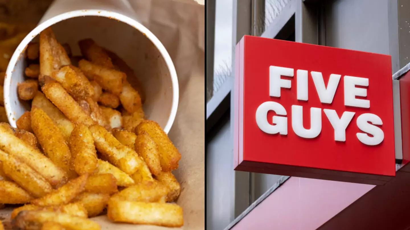 Five Guys website has an instruction explaining what you're supposed to do with extra fries in the bag