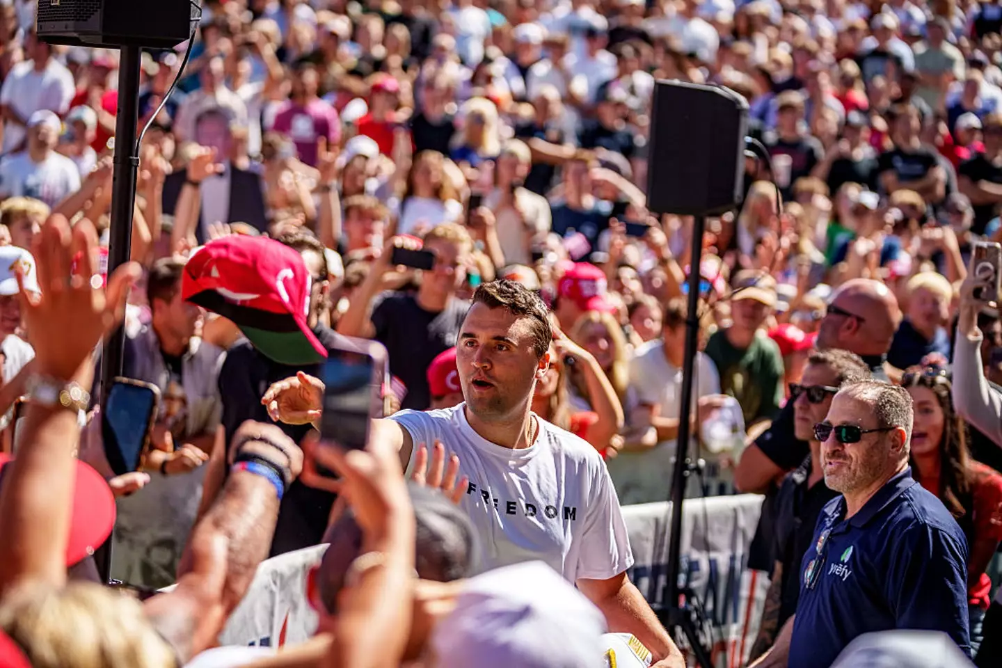 A manhunt for the killer is still underway following the death of political activist Charlie Kirk (Trent Nelson/The Salt Lake Tribune/Getty Images)