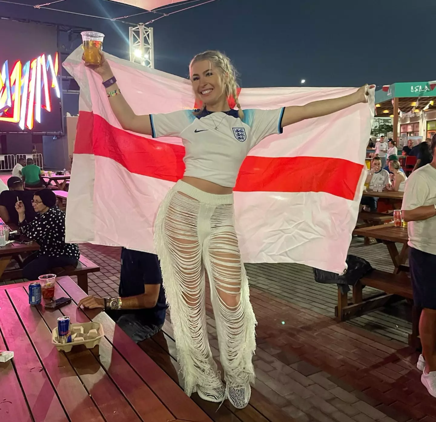 Astrid has been supporting the Three Lions in Qatar.