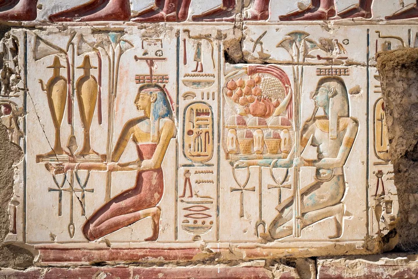 hieroglyphics in the Temple of Rameses II at Abydos - nothing like what was found in the recent discovery (Getty Stock Images)