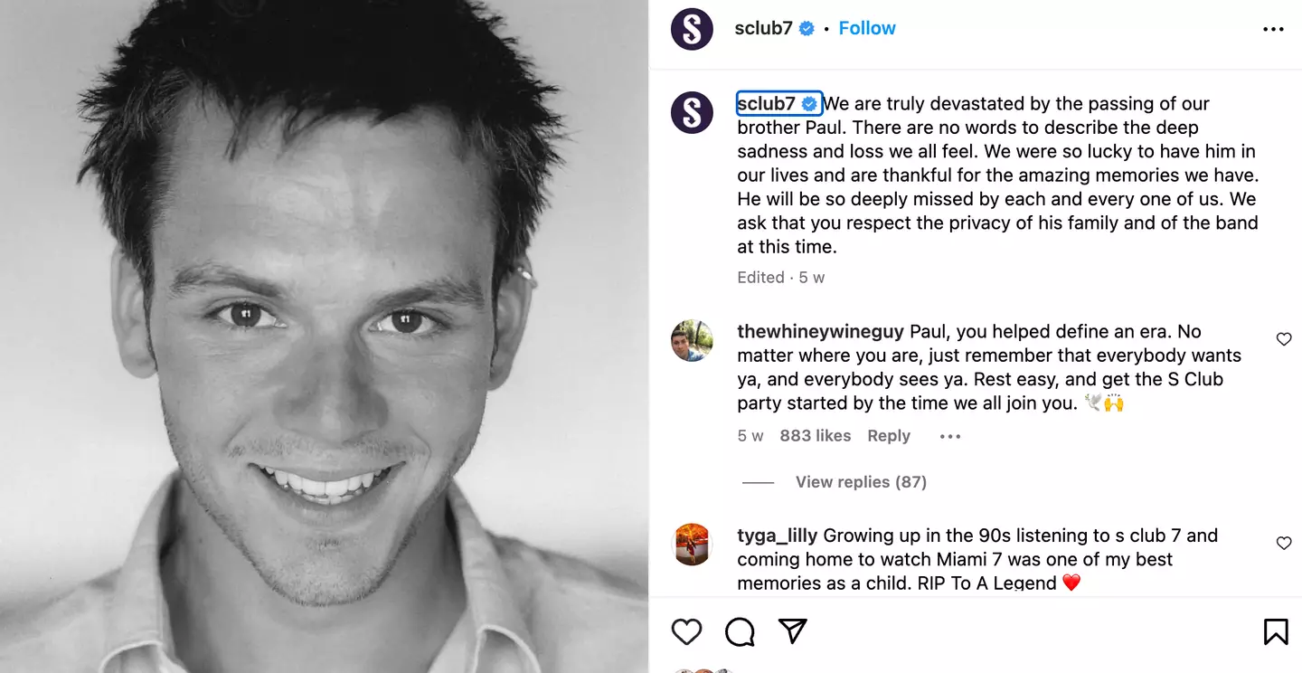 S Club announced Paul Cattermole's death in a statement.
