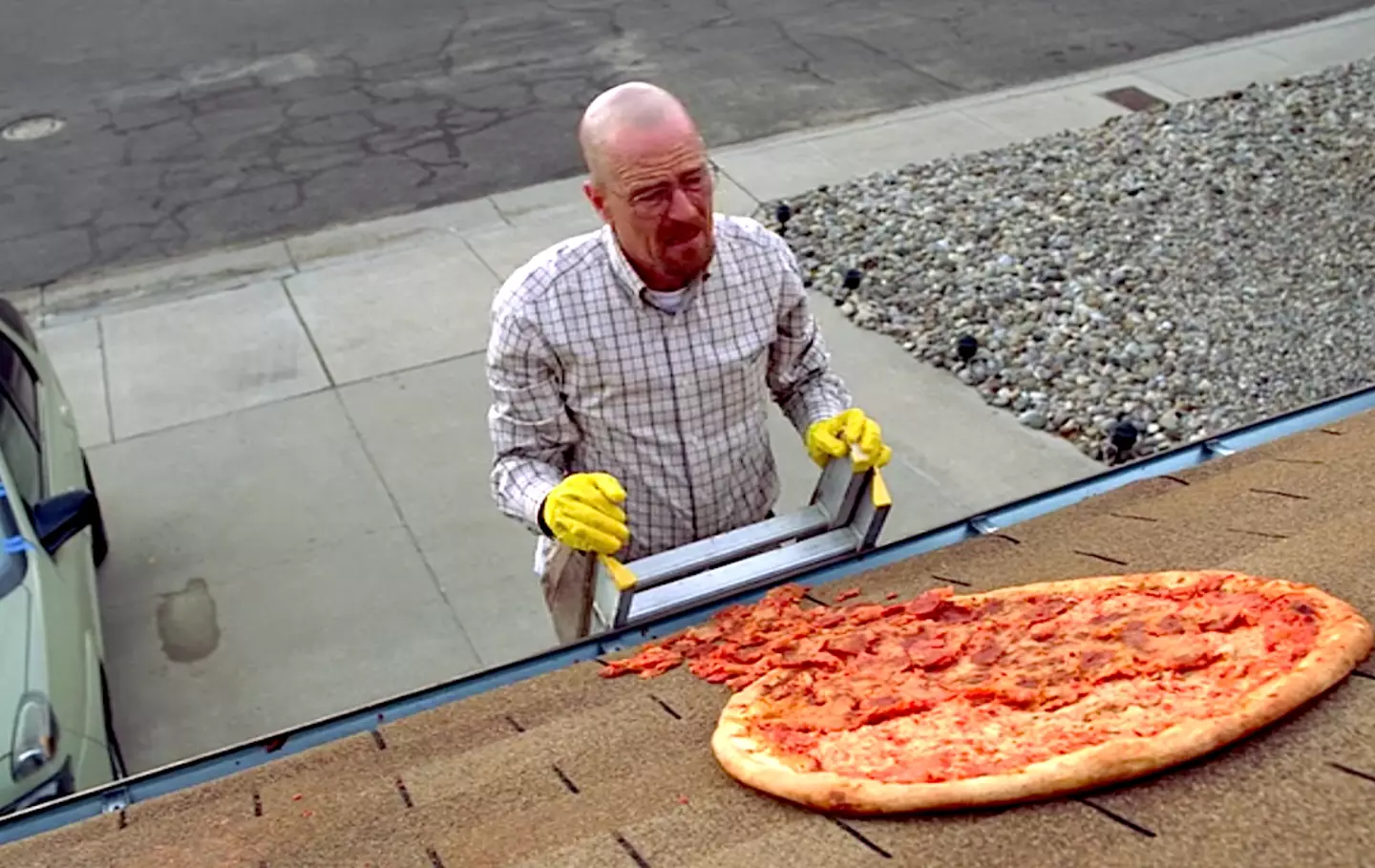 Breaking Bad's use of real houses led many fans to recreate Bryan Cranston's accidental pizza toss (AMC)