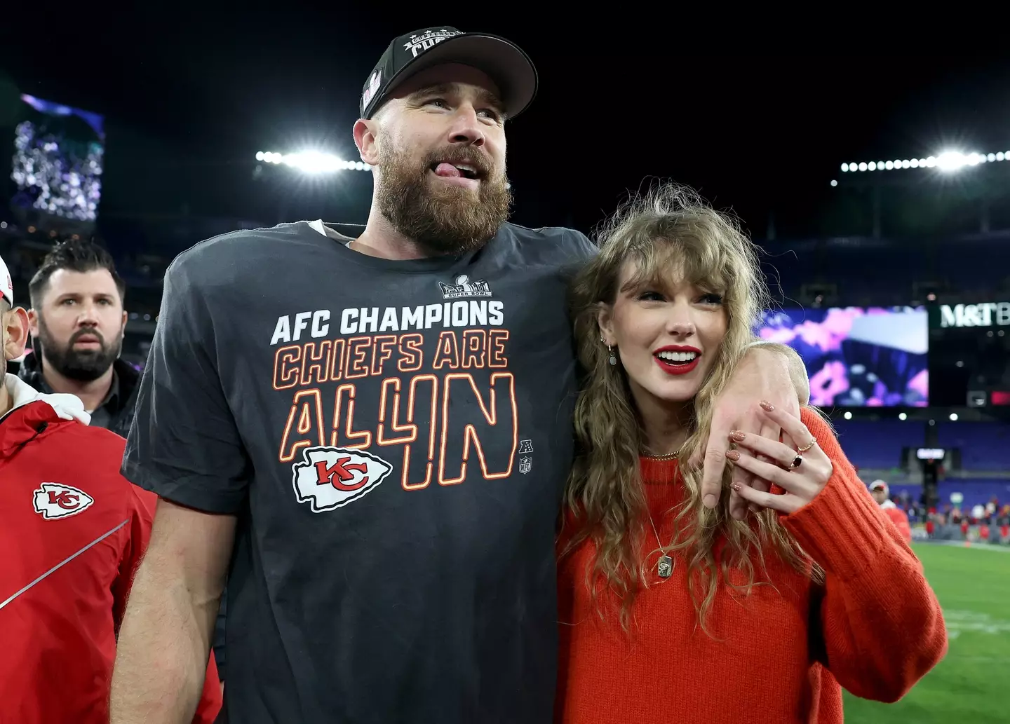 Taylor and Travis celebrating him getting to another Super Bowl.