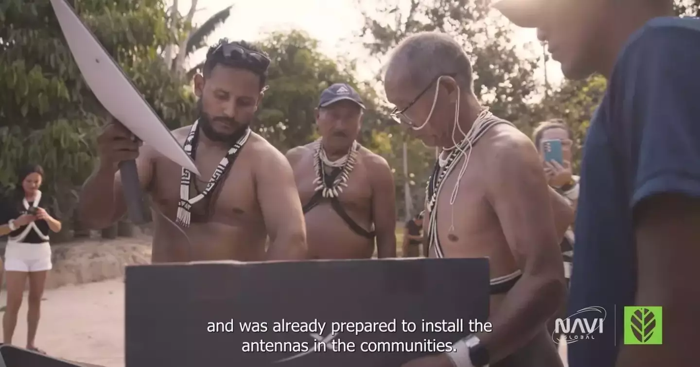 Elon Musk's Starlink has provided internet access for the Marubo tribe for the past nine months but some members worry it has had a negative impact on them (Flora Dutra/NAVI global)