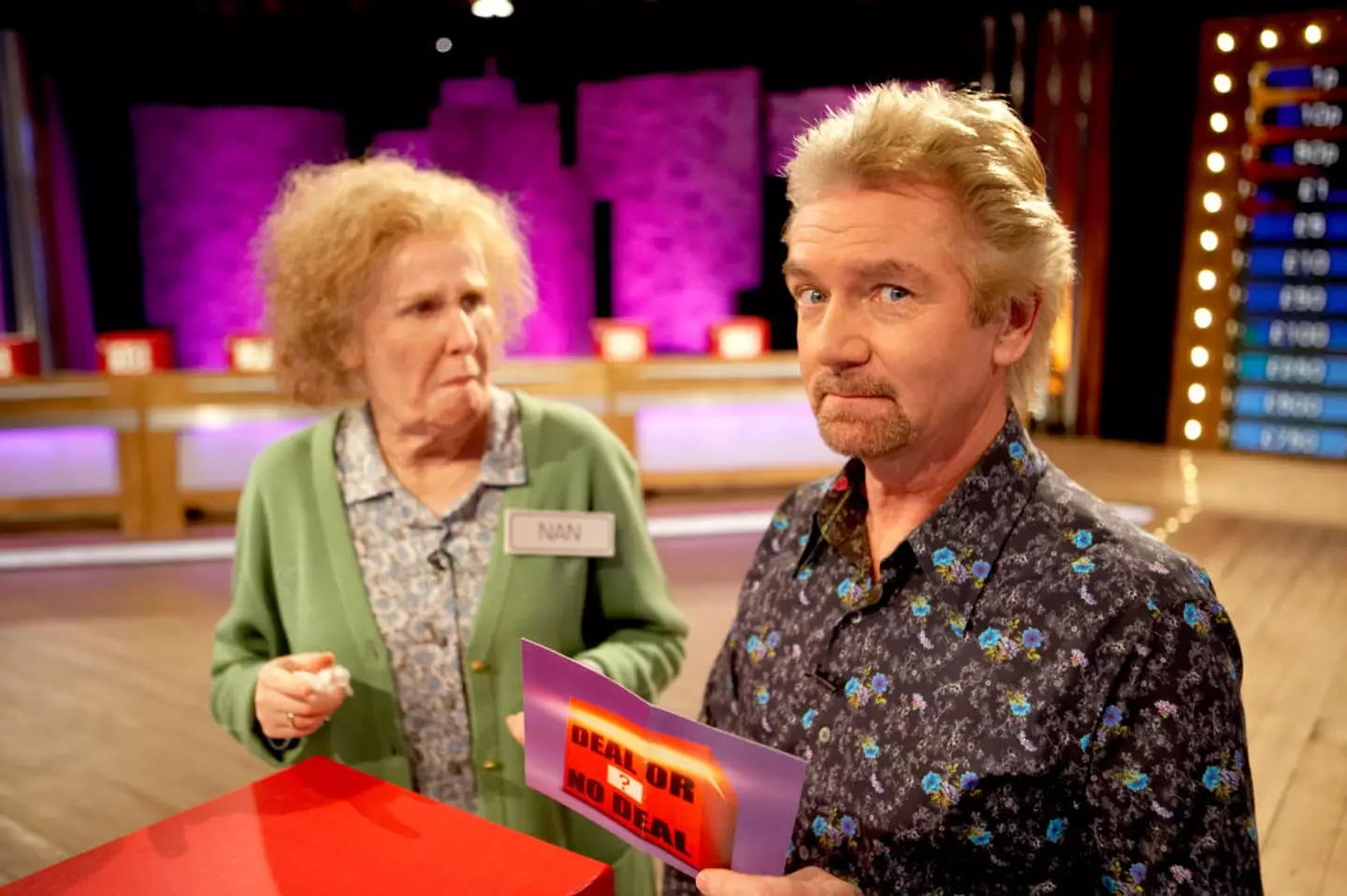 Catherine Tate and Noel Edmonds take part in a special charity episode of Deal or No Deal (Paul Groom/Comic Relief/Getty Images)