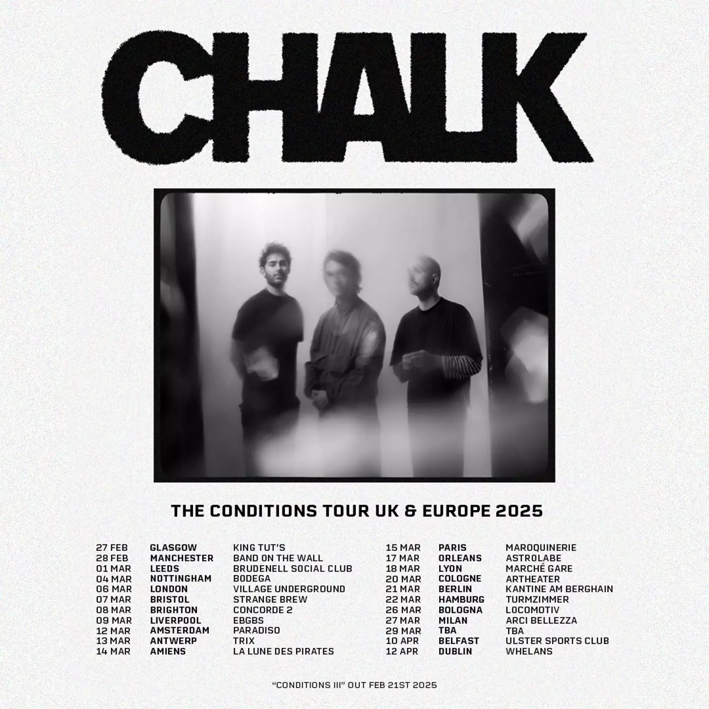 Chalk Tour Dates (Twitter/X)
