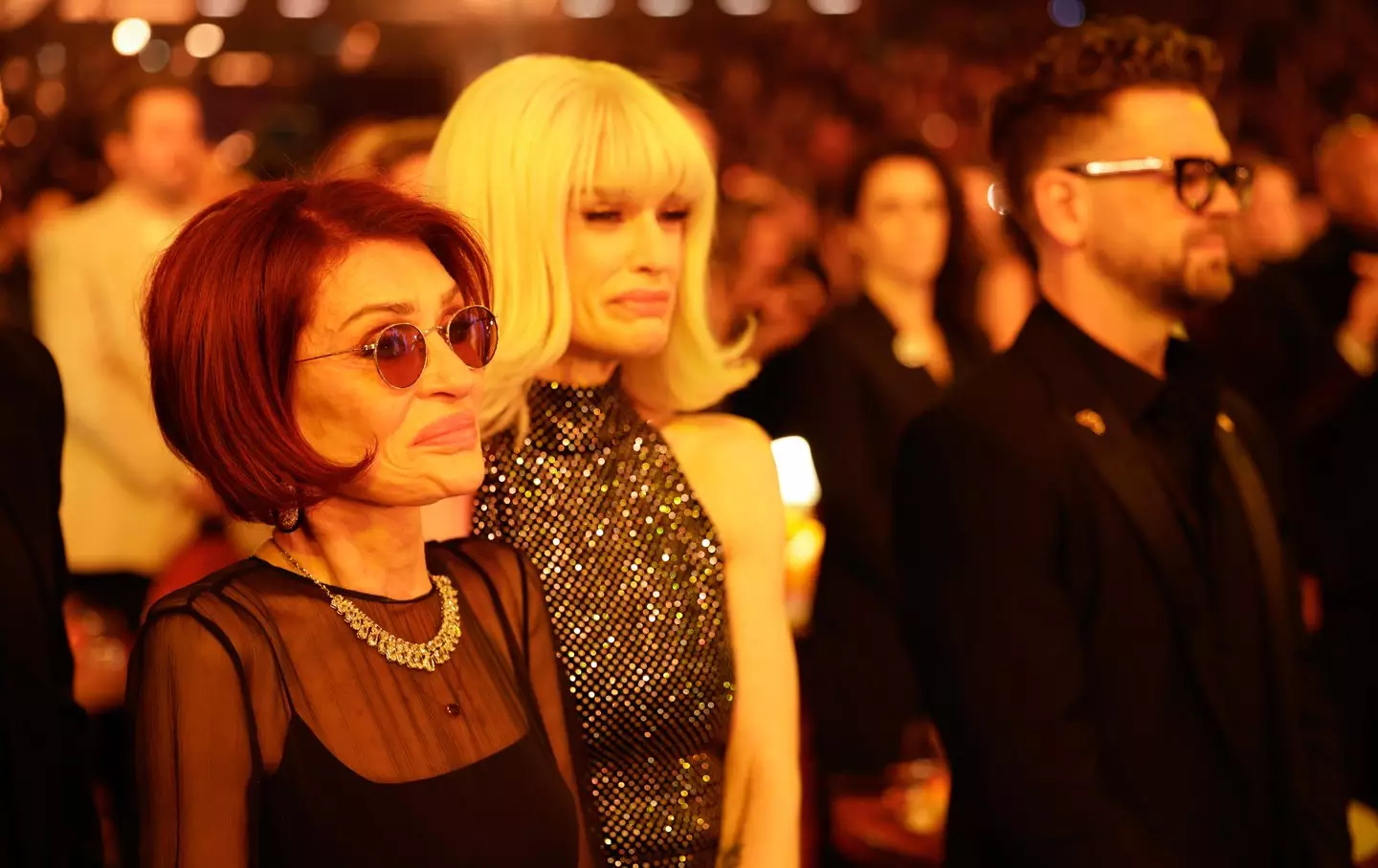 The Osbournes welled up as they watched the moving tribute to Ozzy (Francis Specker/CBS via Getty Images)