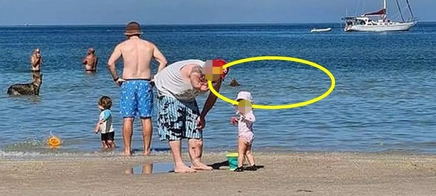 The family played unaware of the potential predator.