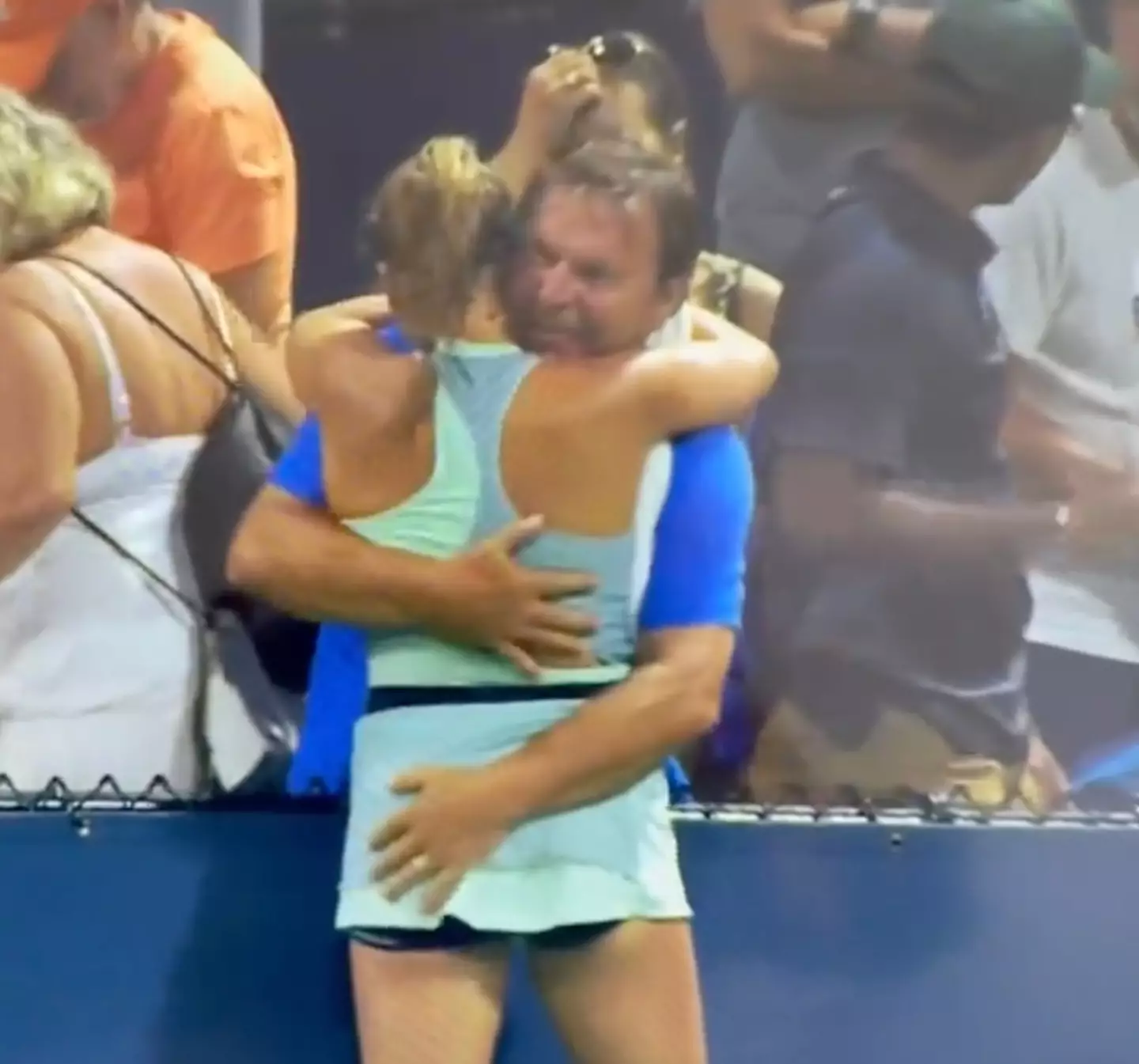 Bejlek celebrated with her dad after her victory.