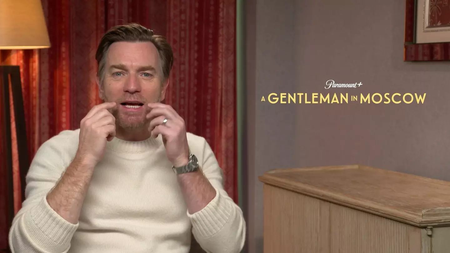 Ewan McGregor is missing his moustache from A Gentleman in Moscow.