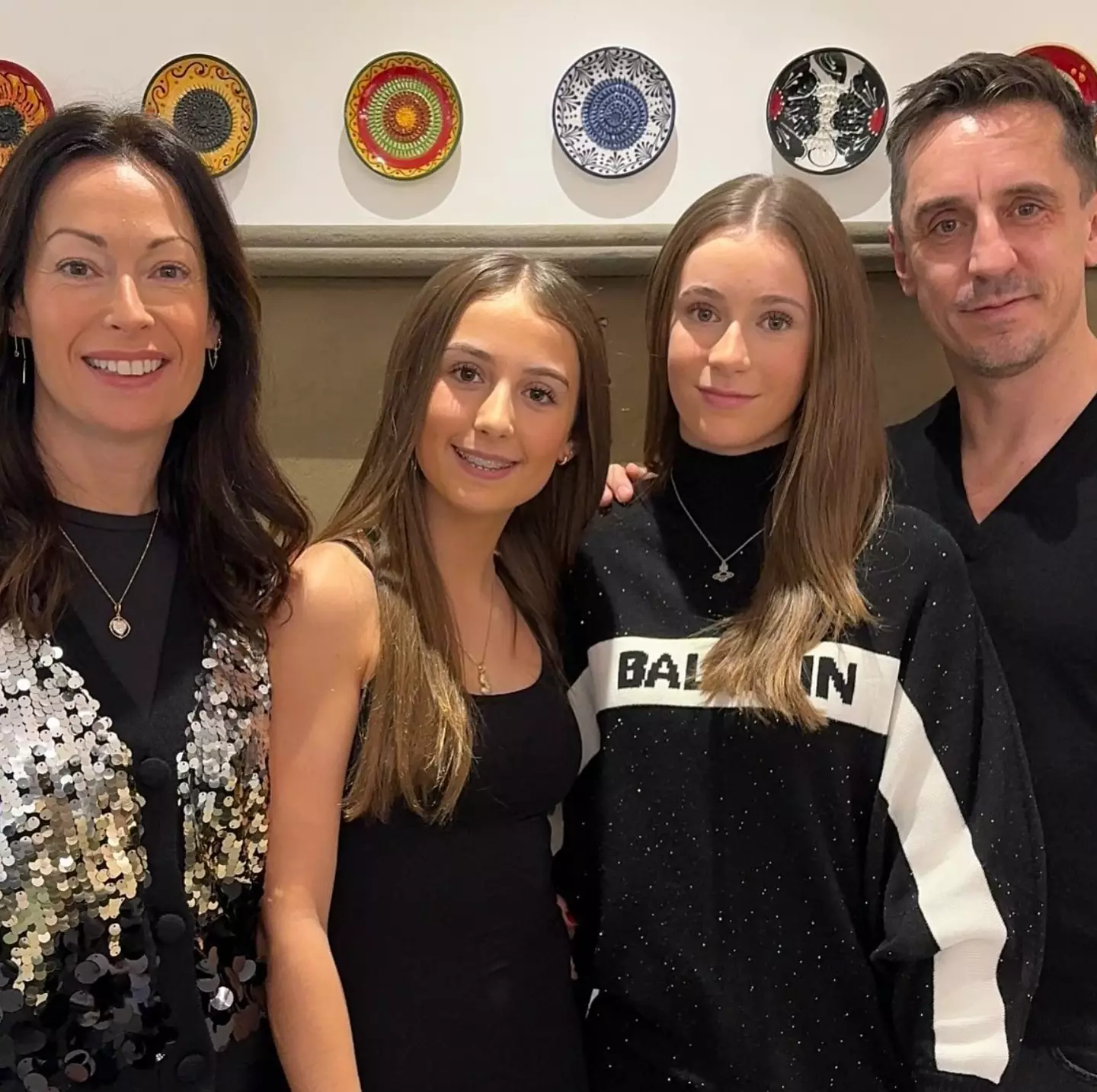 Gary Neville, wife Emma and their two daughters.