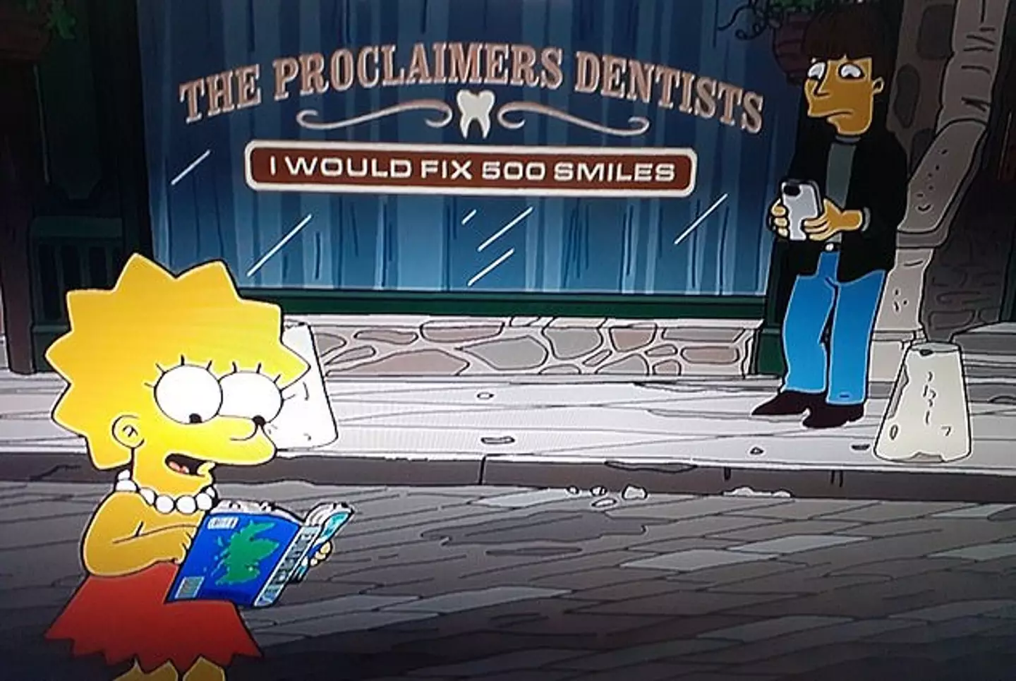 Lisa Simpson goes on a tour of Edinburgh.