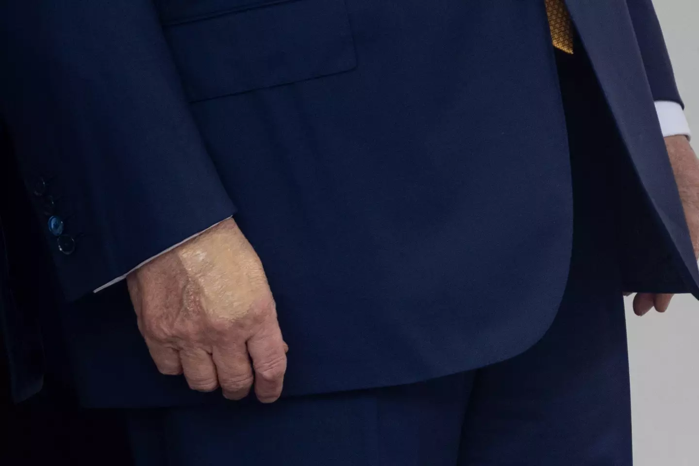 Donald Trump was seen recently wearing makeup on his hand, in what seemingly appears to be an attempt to cover up bruising (MEHMET ESER/Middle East Images/AFP via Getty Images)