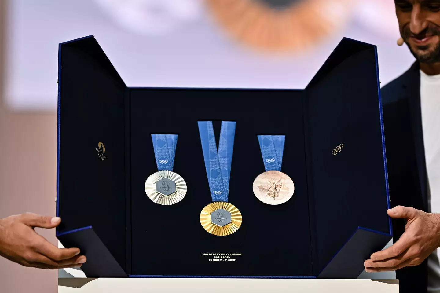The unveiling of the Paris 2024 Olympic medals. (Eurasia Sport Images/Getty Images)