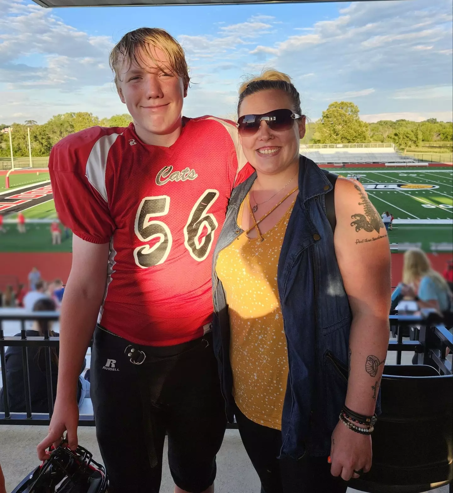 Caleb Moore with his mother, Morgan (Kennedy News)