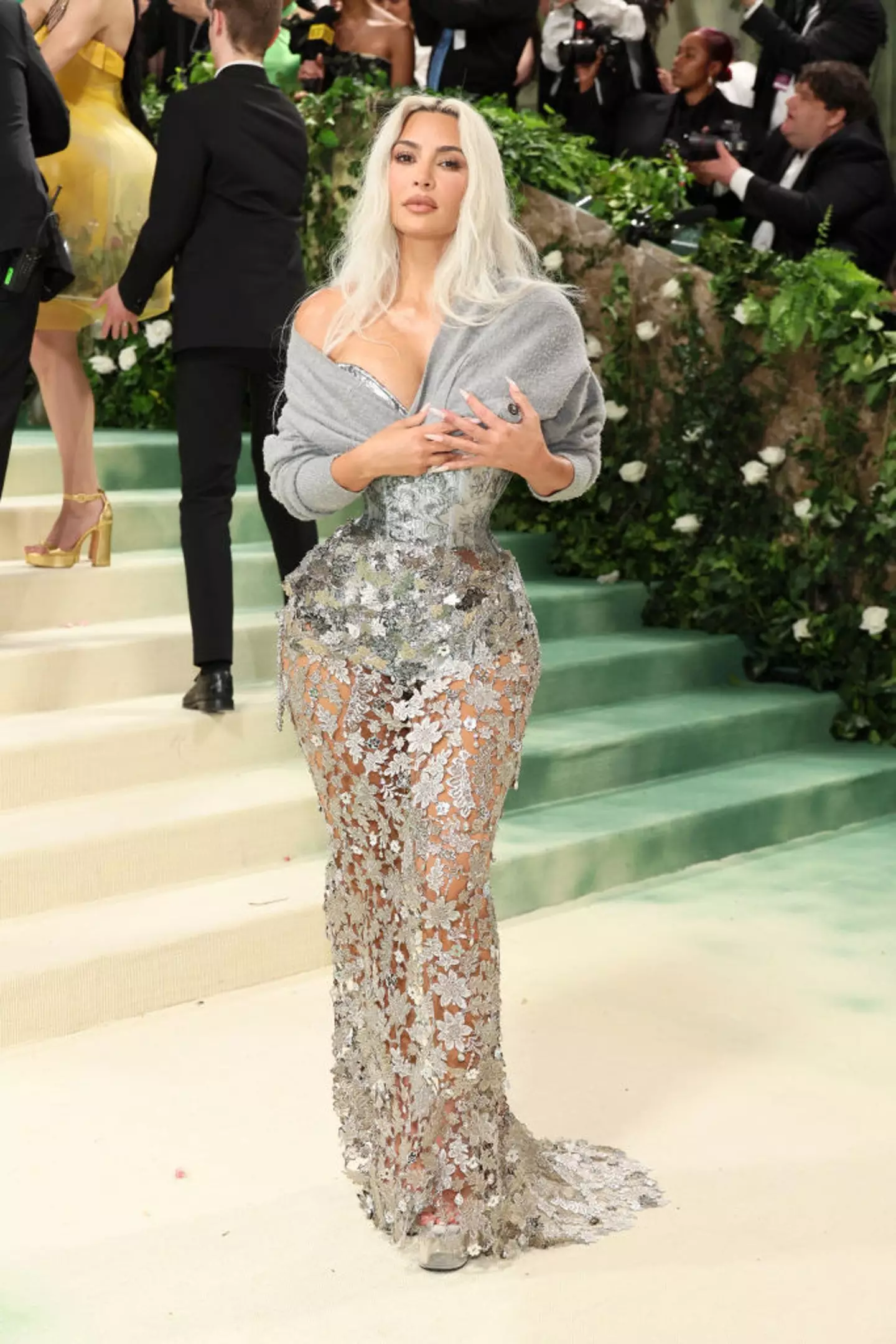 The star's tightly laced corset left social media feeling pretty uncomfortable (Dia Dipasupil/Getty Images)