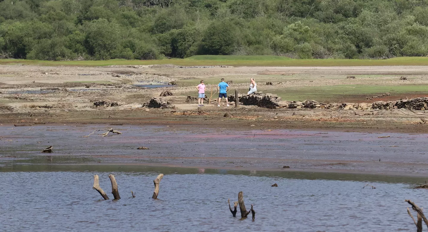 Locals were able to walk around the dry lake.