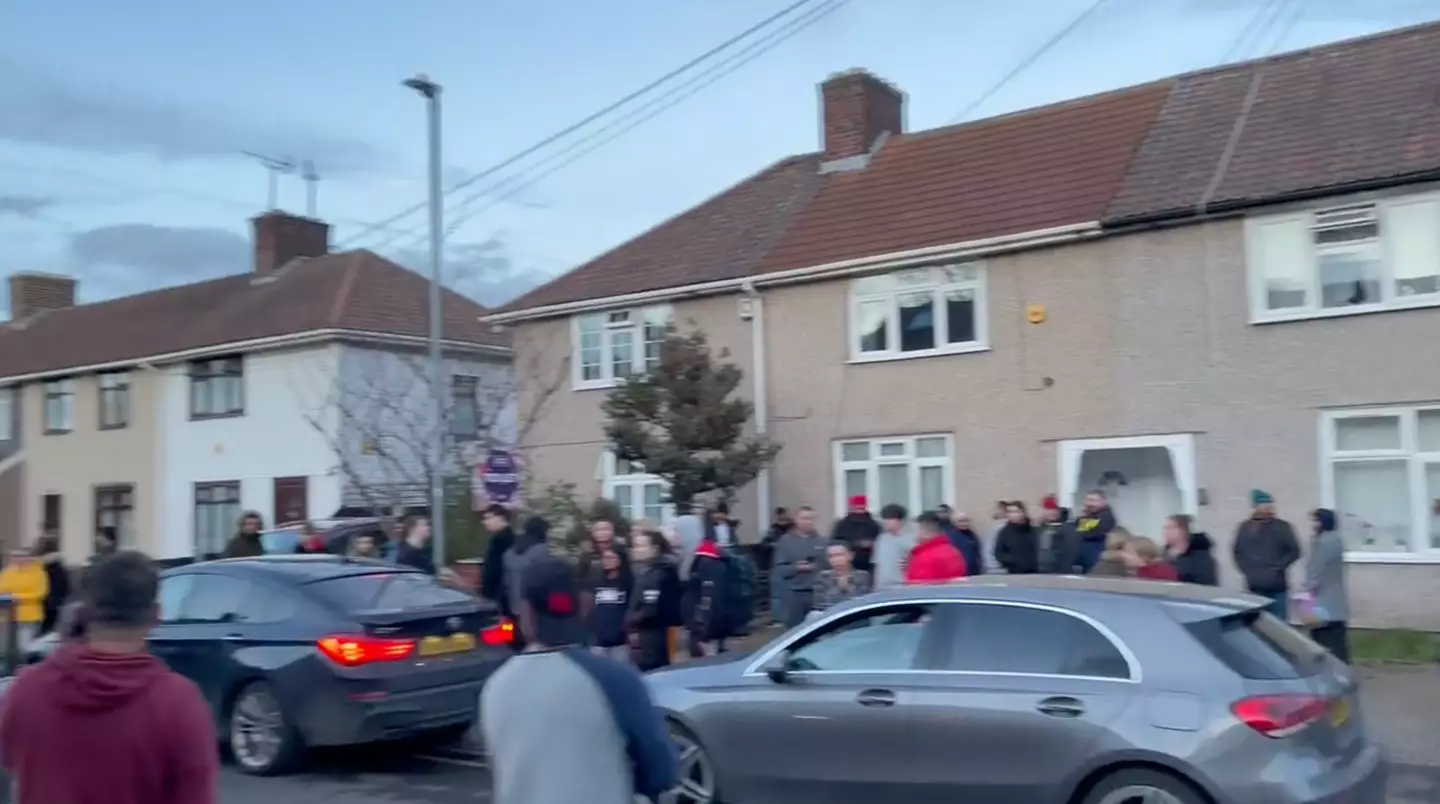 Hundreds were seen queuing to view the home.