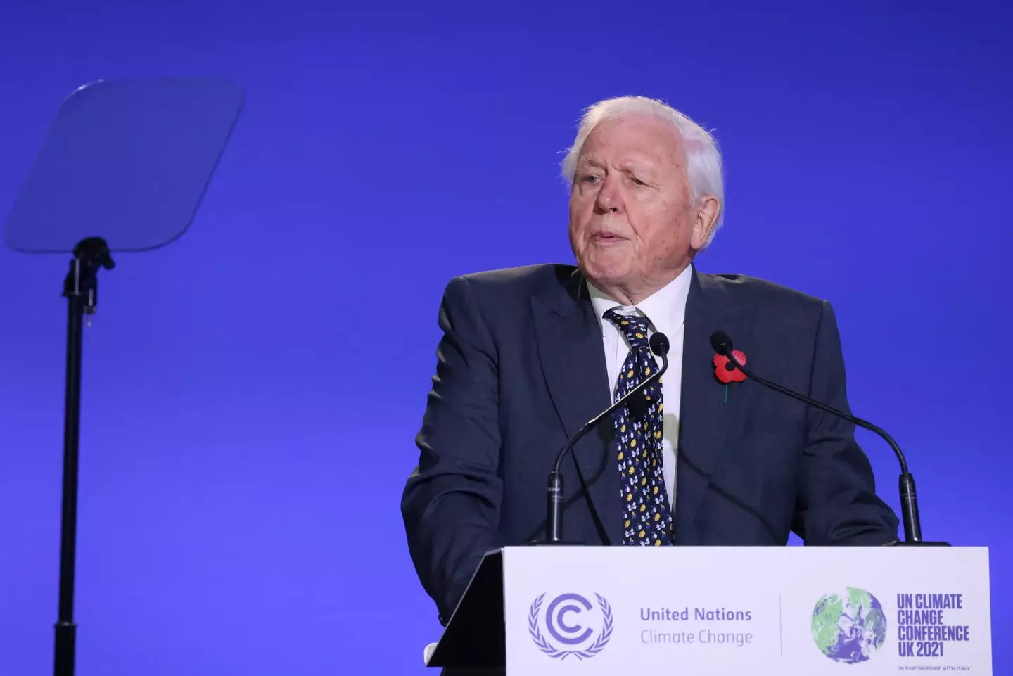 Sir David Attenborough urged the world to stick to the COP26 target of limiting global temperatures to rising by 1.5 degrees. (Yves Herman - WPA Pool/Getty Images)