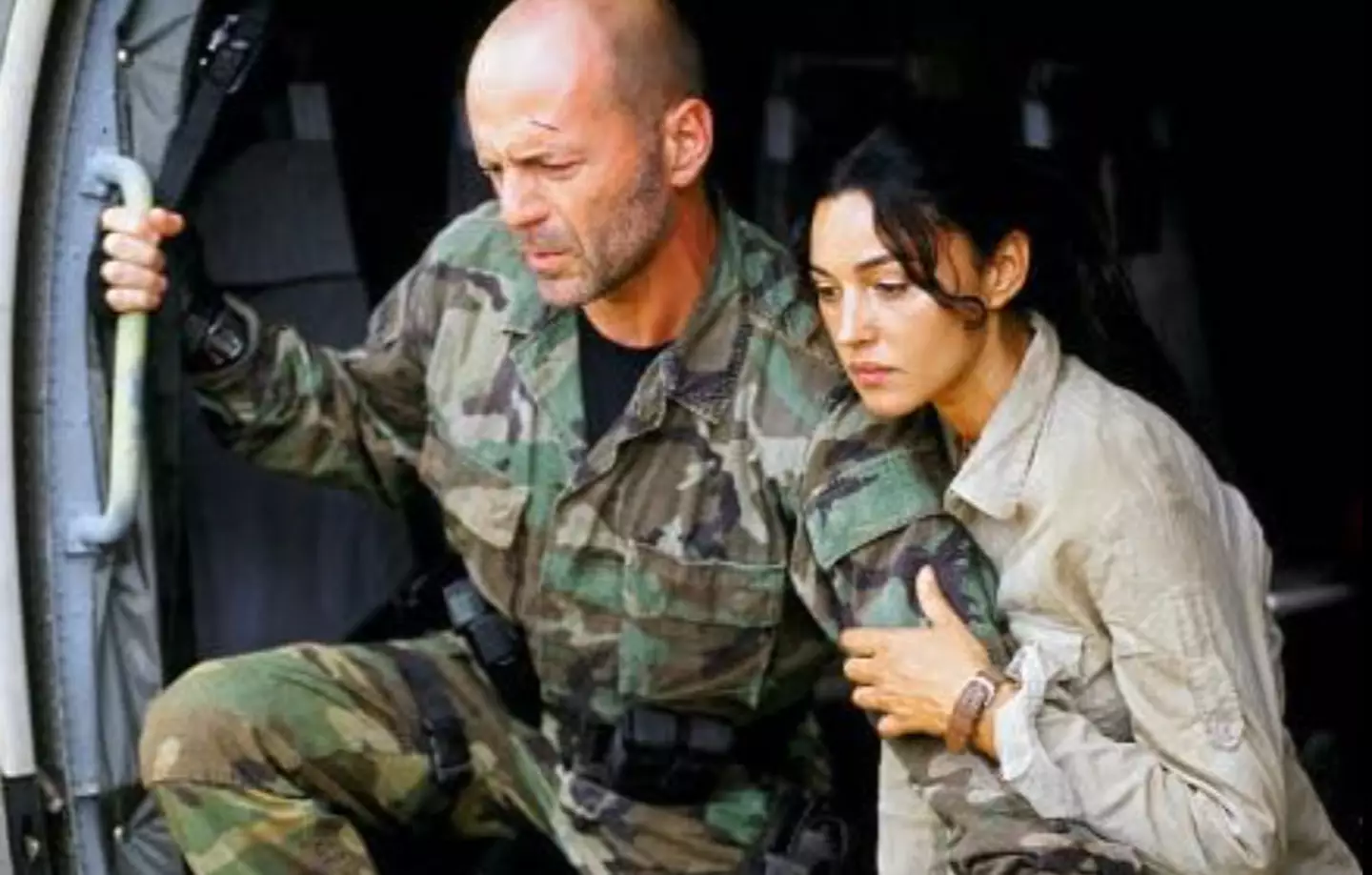 Willis and Monica Bellucci in Tears of the Sun.