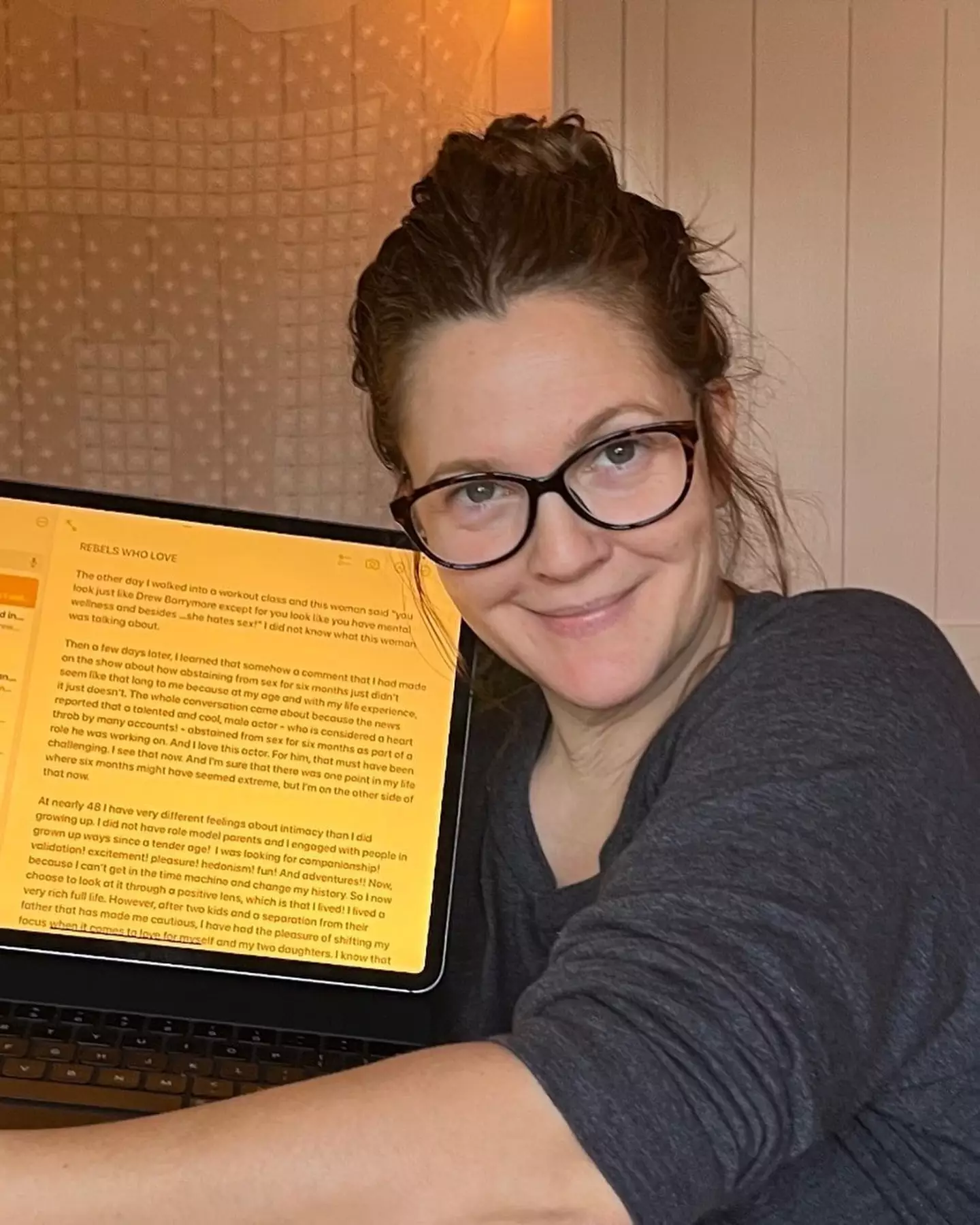 Barrymore shares essays about life on her blog.