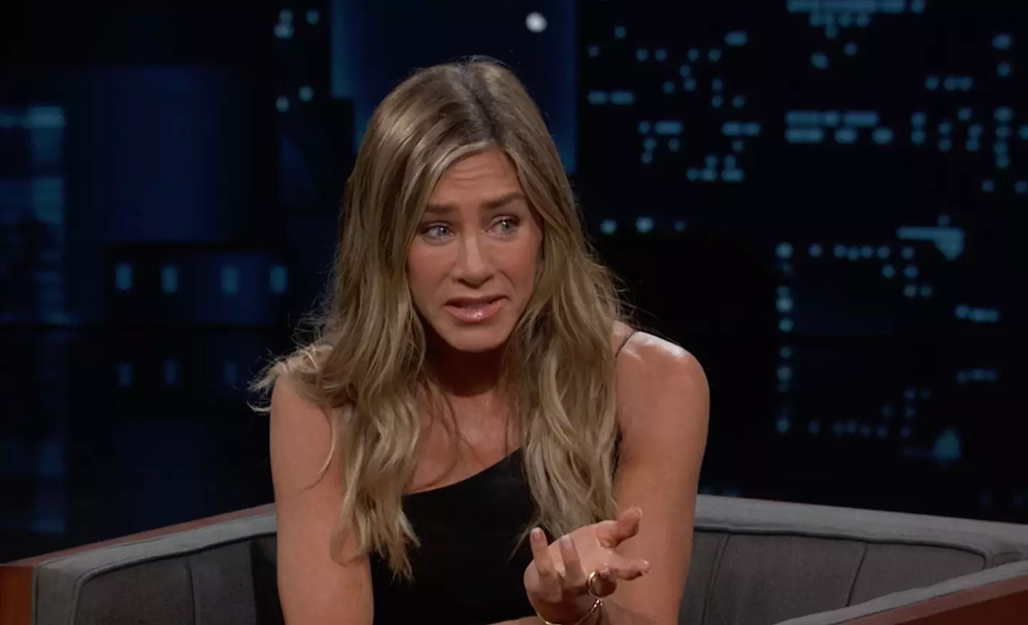 The actress, 55, assured fans the reports were 'untrue' (YouTube/Jimmy Kimmel Live)